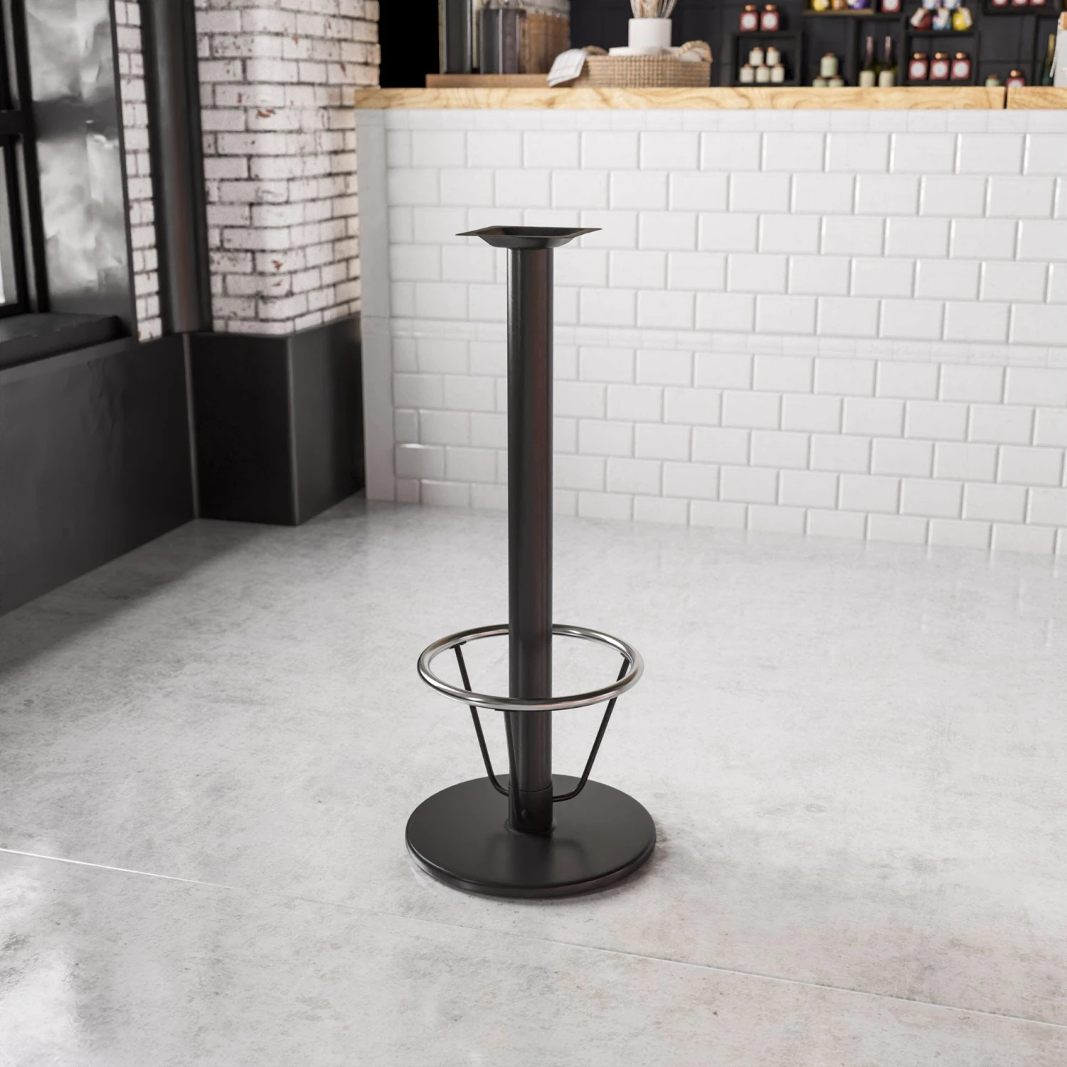 18'' Round Restaurant Table Base With 3'' Dia. Bar Height Column And Foot Ring - Image 2