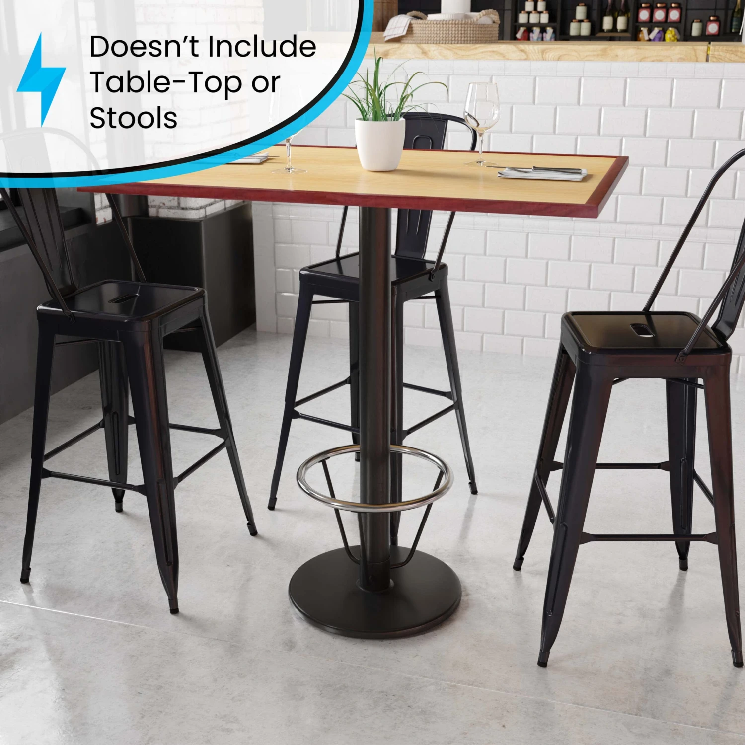 18'' Round Restaurant Table Base With 3'' Dia. Bar Height Column And Foot Ring - Image 4