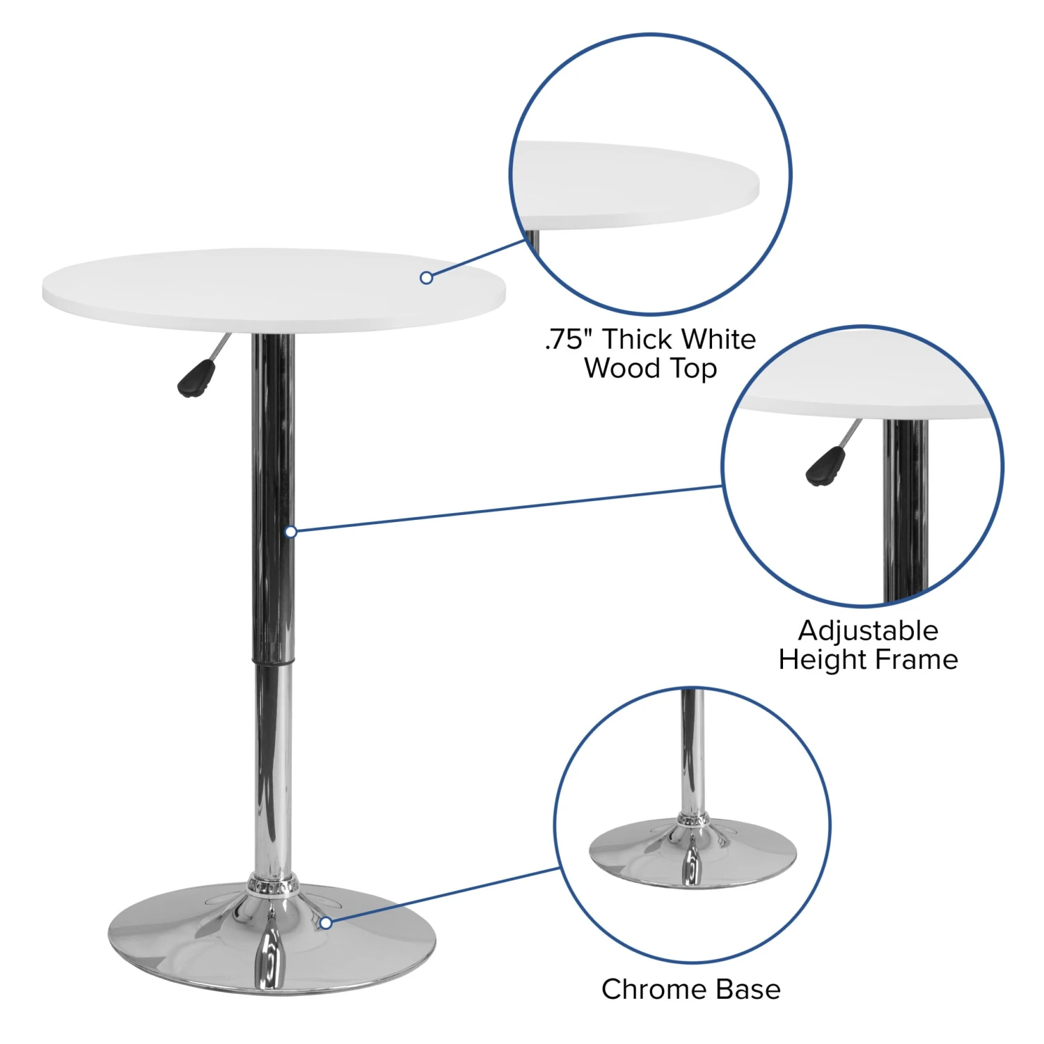 Flash 23.75'' Round Adjustable Height Wood Table (Adjustable Range 26.25'' - 35.75'') - Image 5