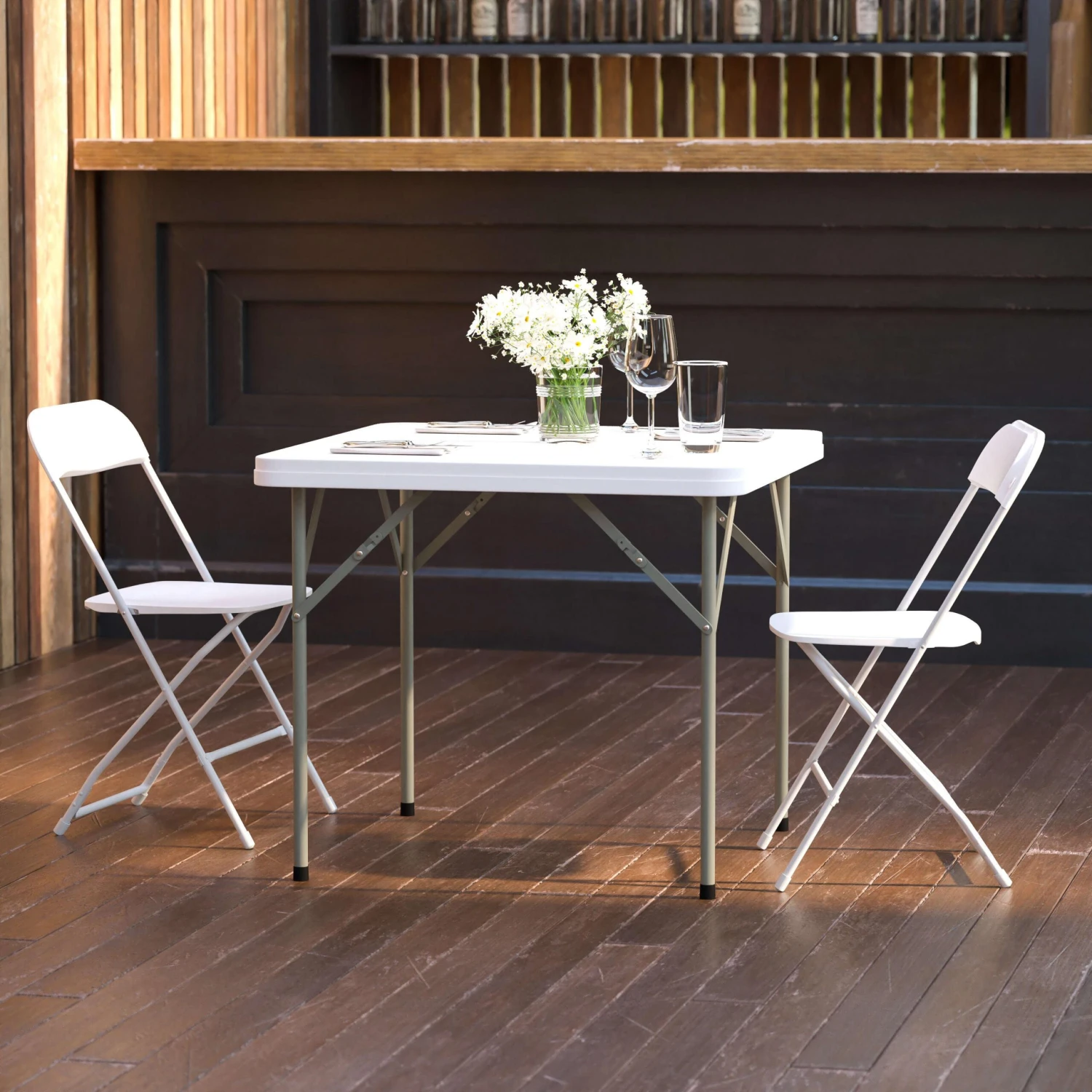 Flash 2.85-Foot Square Plastic Folding Table - Image 2