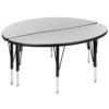 Flash 2 Piece 47.5" Circle Wave Flexible Grey Thermal Laminate Activity Table Set - Height Adjustable Short Legs