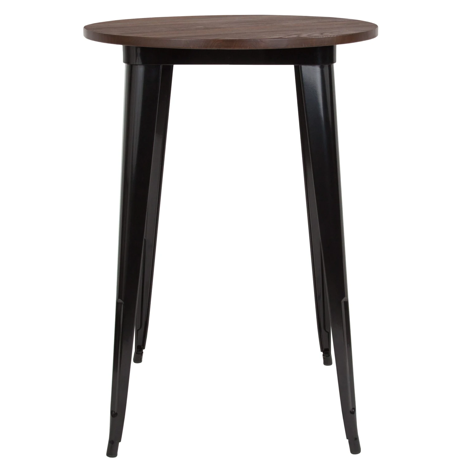 Flash 30" Round Metal Indoor Bar Height Table With Rustic Wood Top - Image 8