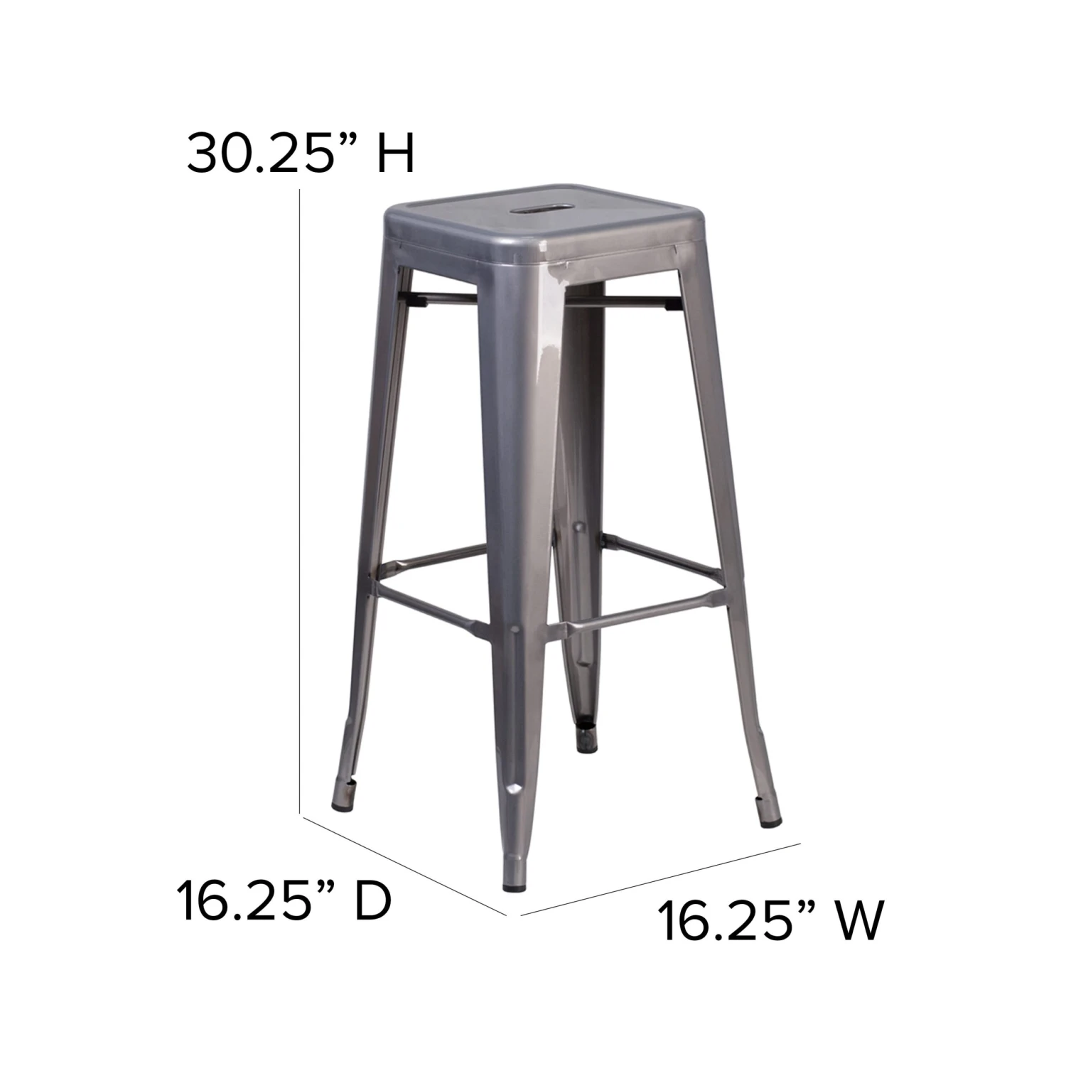 30'' High Backless Metal Indoor Barstool With Square Seat - Image 5