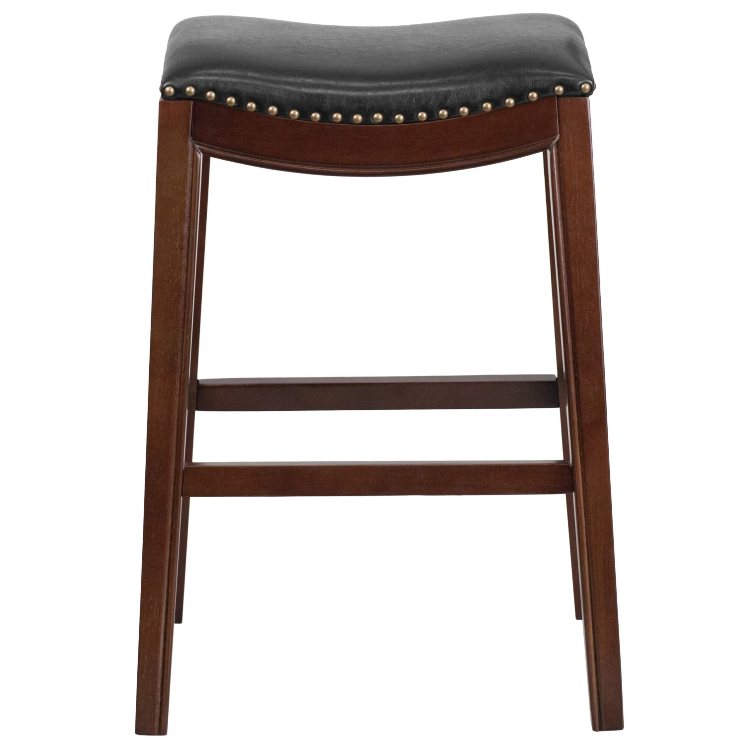 Flash 30'' High Backless Wood Barstool With LeatherSoft Saddle Seat - Image 4