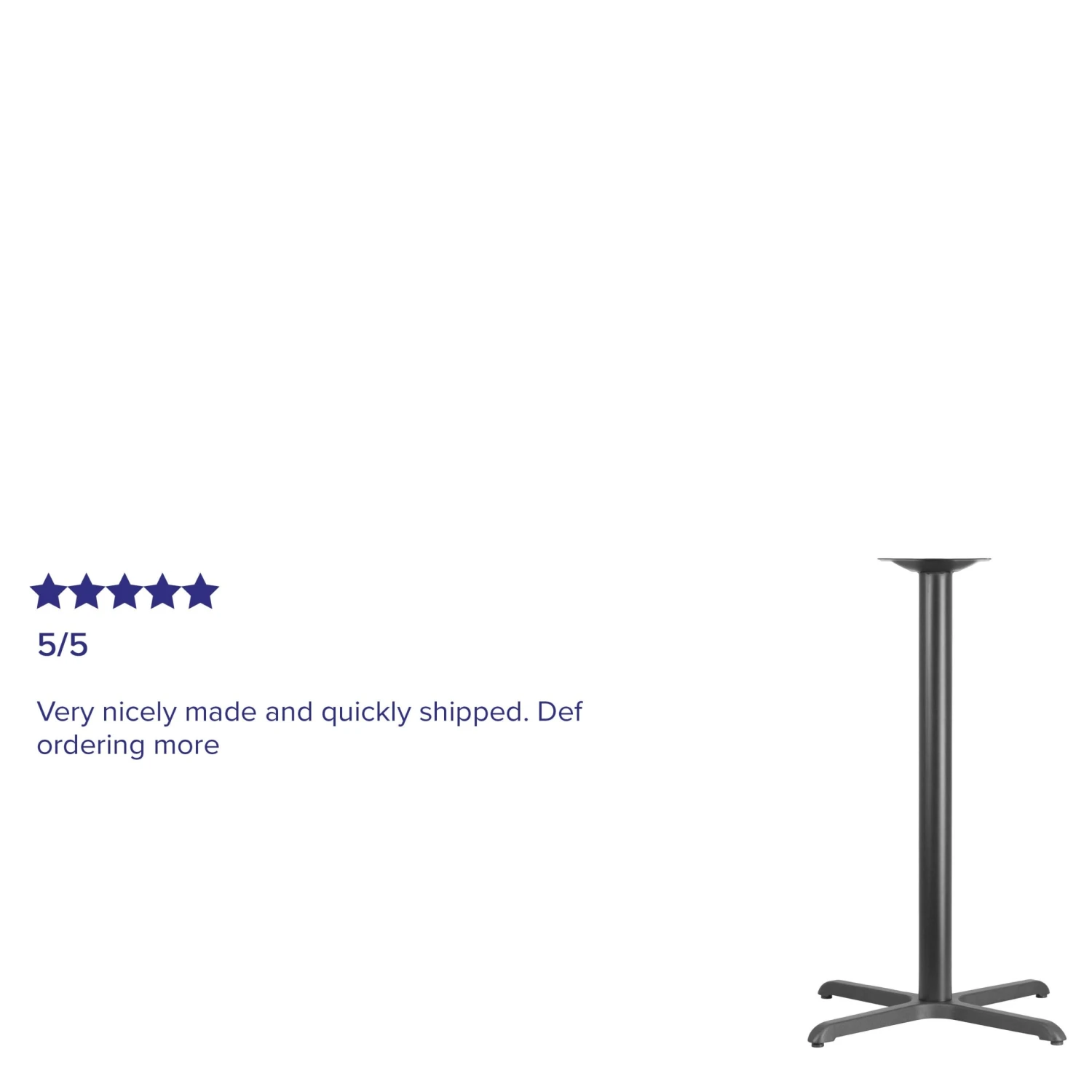 30'' X 30'' Restaurant Table X-Base With 3'' Dia. Bar Height Column - Image 4