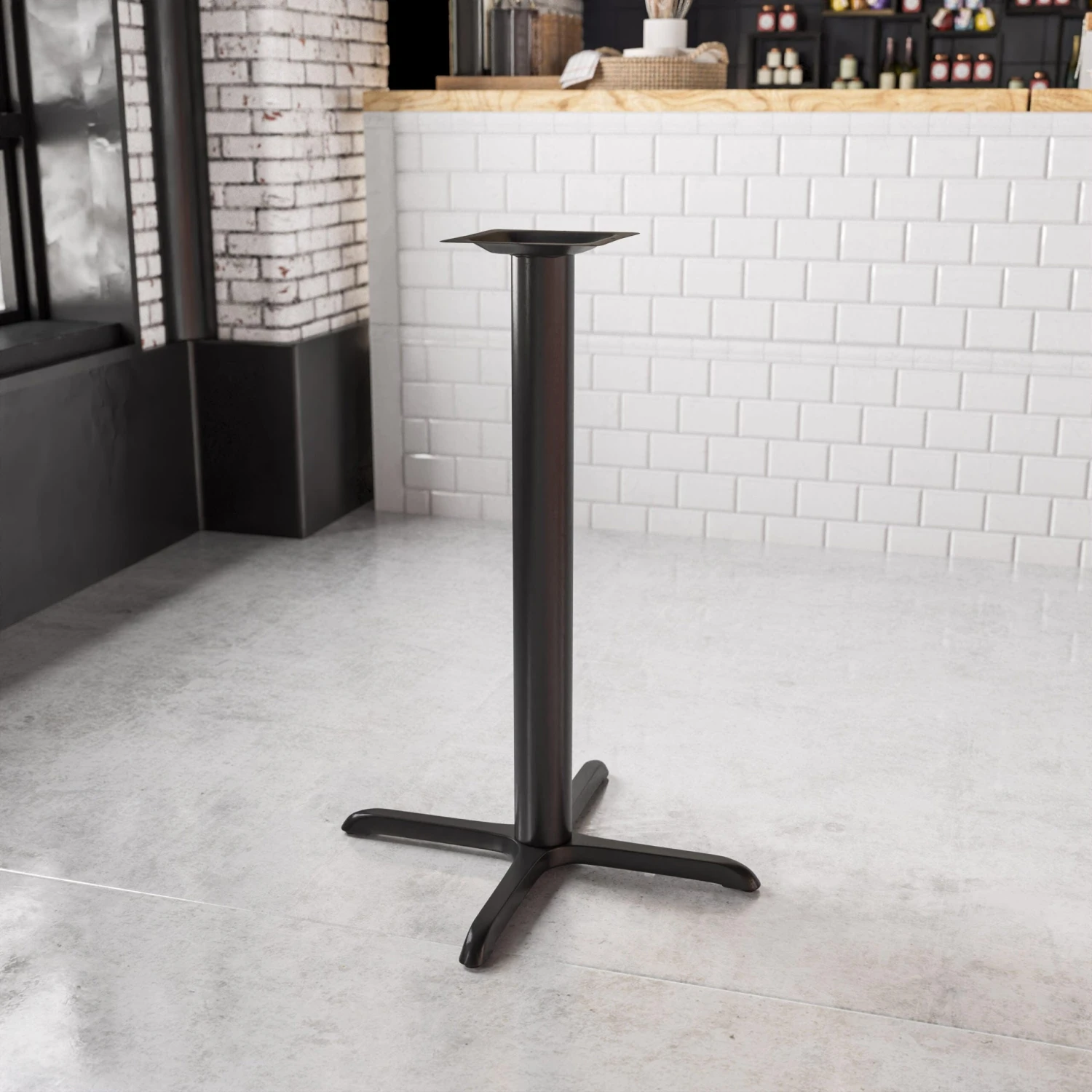 33'' X 33'' Restaurant Table X-Base With 4'' Dia. Bar Height Column - Image 2