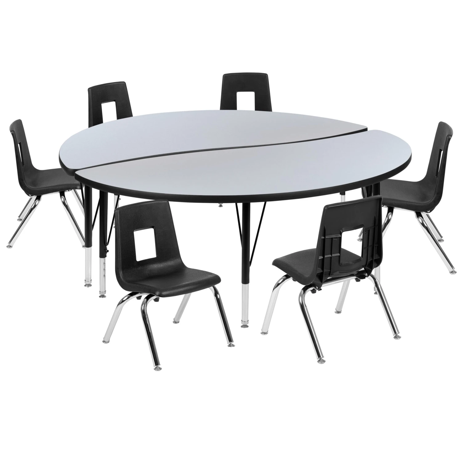 Flash 60" Circle Wave Flexible Laminate Activity Table Set With 14" Student Stack Chairs - Image 13