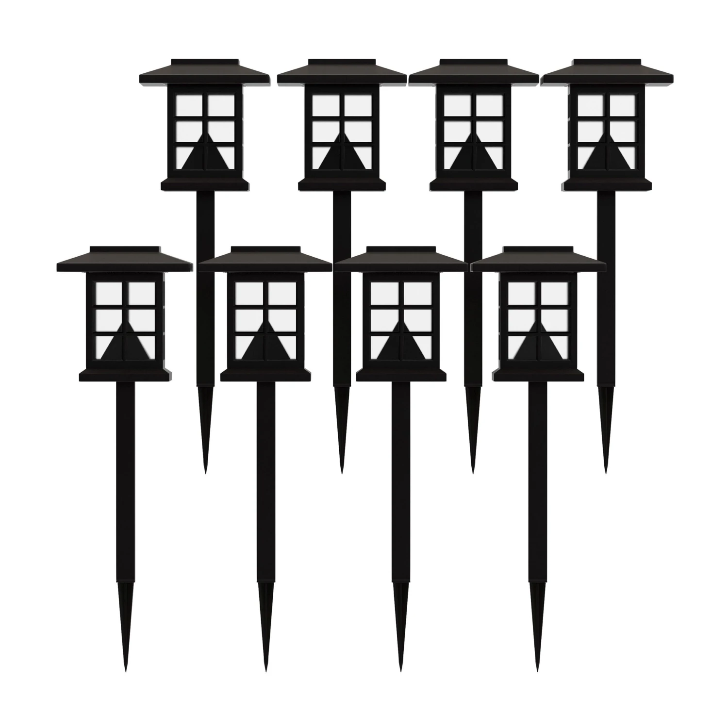 Flash 8 Pack Lantern Style LED Solar Lights Weather Resistant Outdoor Solar Powered Lights For Pathway, Garden, & Yard