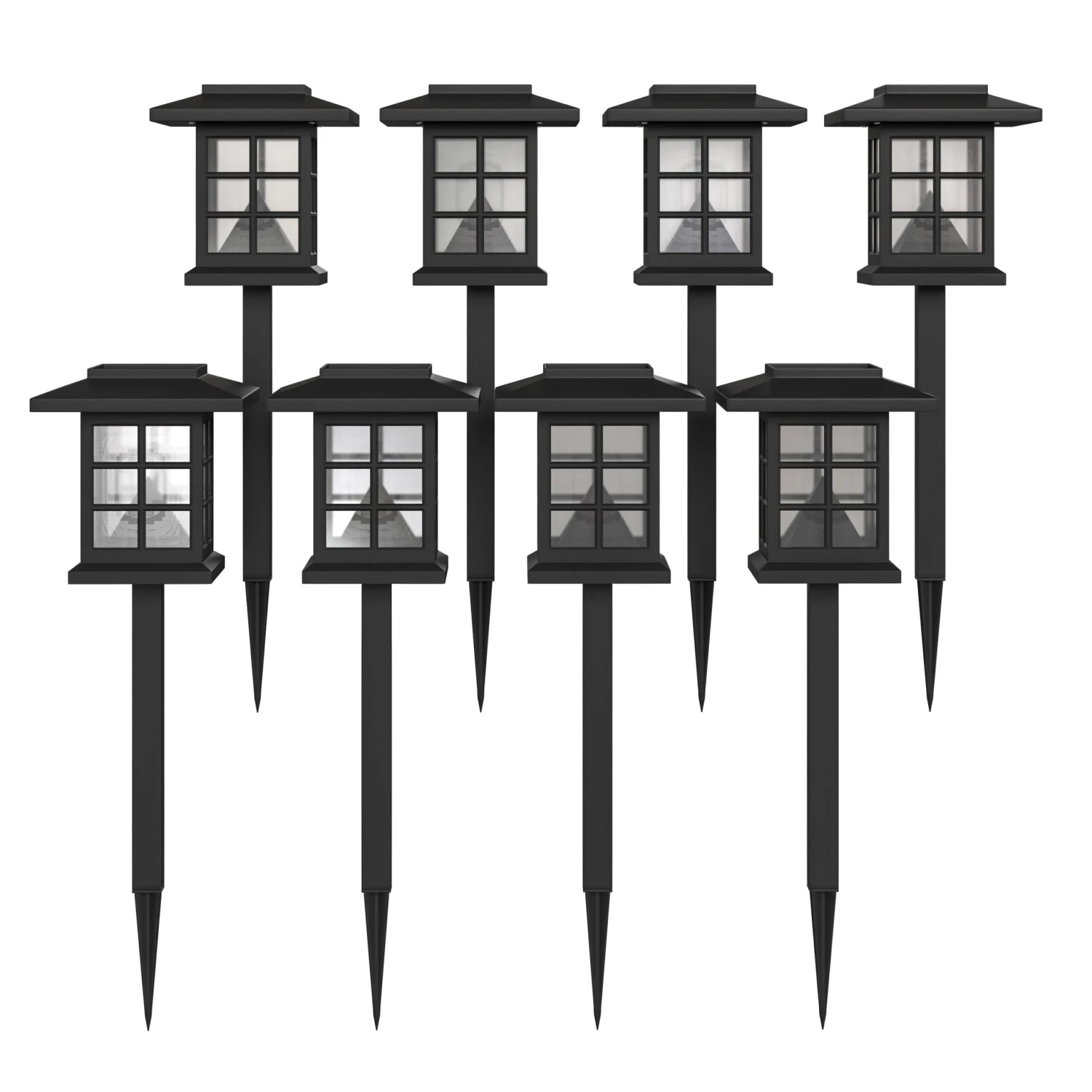 Flash 8 Pack Lantern Style LED Solar Lights Weather Resistant Outdoor Solar Powered Lights For Pathway, Garden, & Yard - Image 11