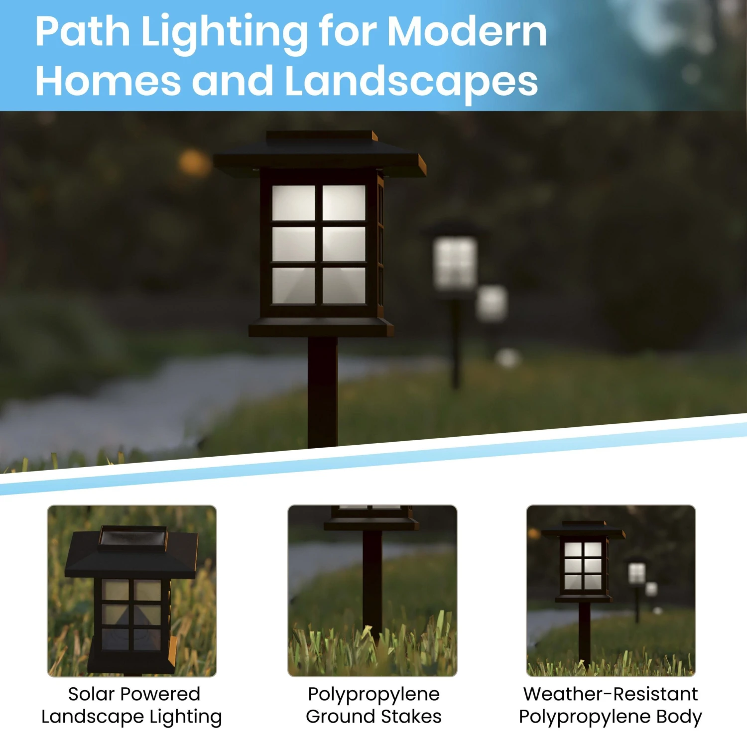 Flash 8 Pack Lantern Style LED Solar Lights Weather Resistant Outdoor Solar Powered Lights For Pathway, Garden, & Yard - Image 15