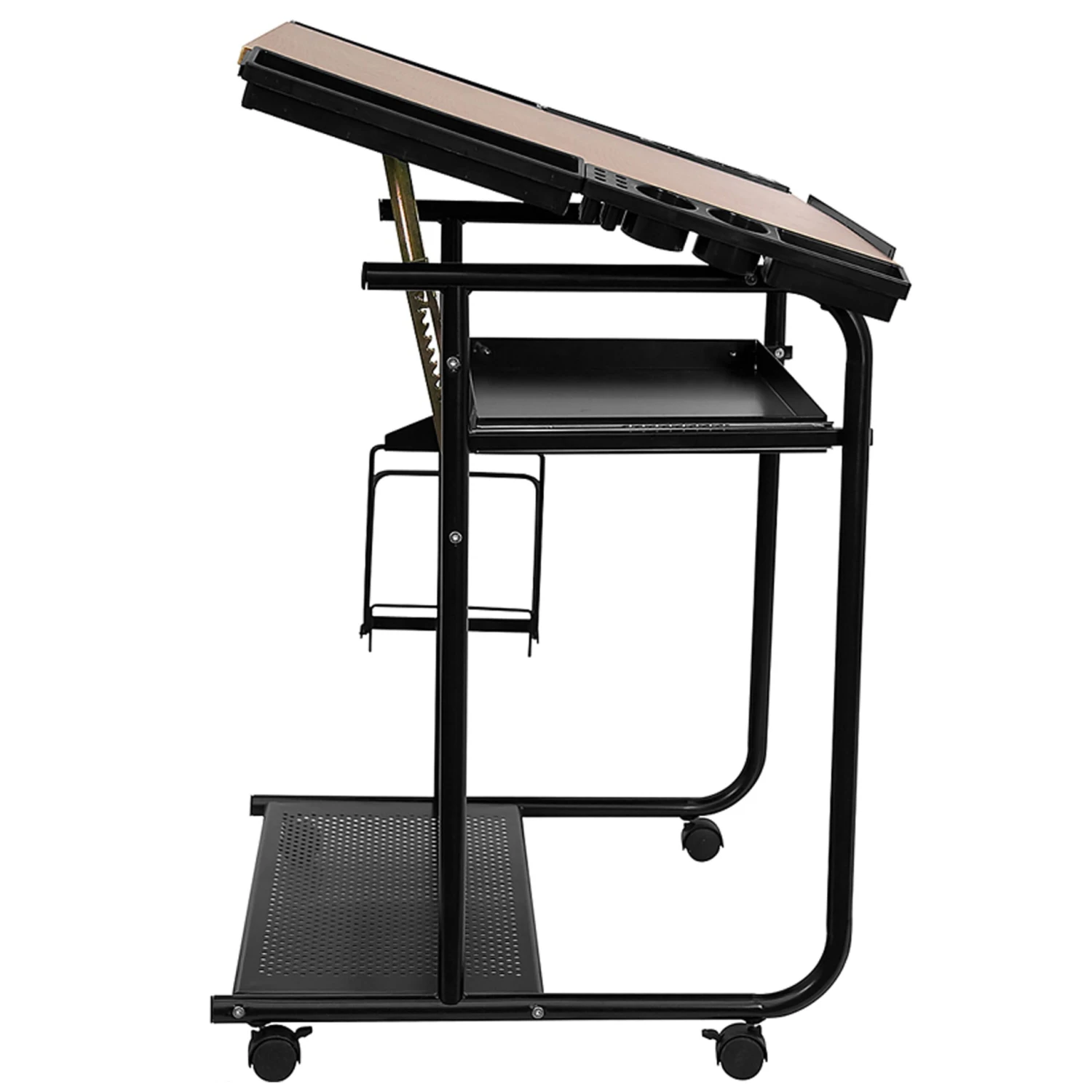 Flash Adjustable Drawing And Drafting Table With Black Frame And Dual Wheel Casters - Image 7