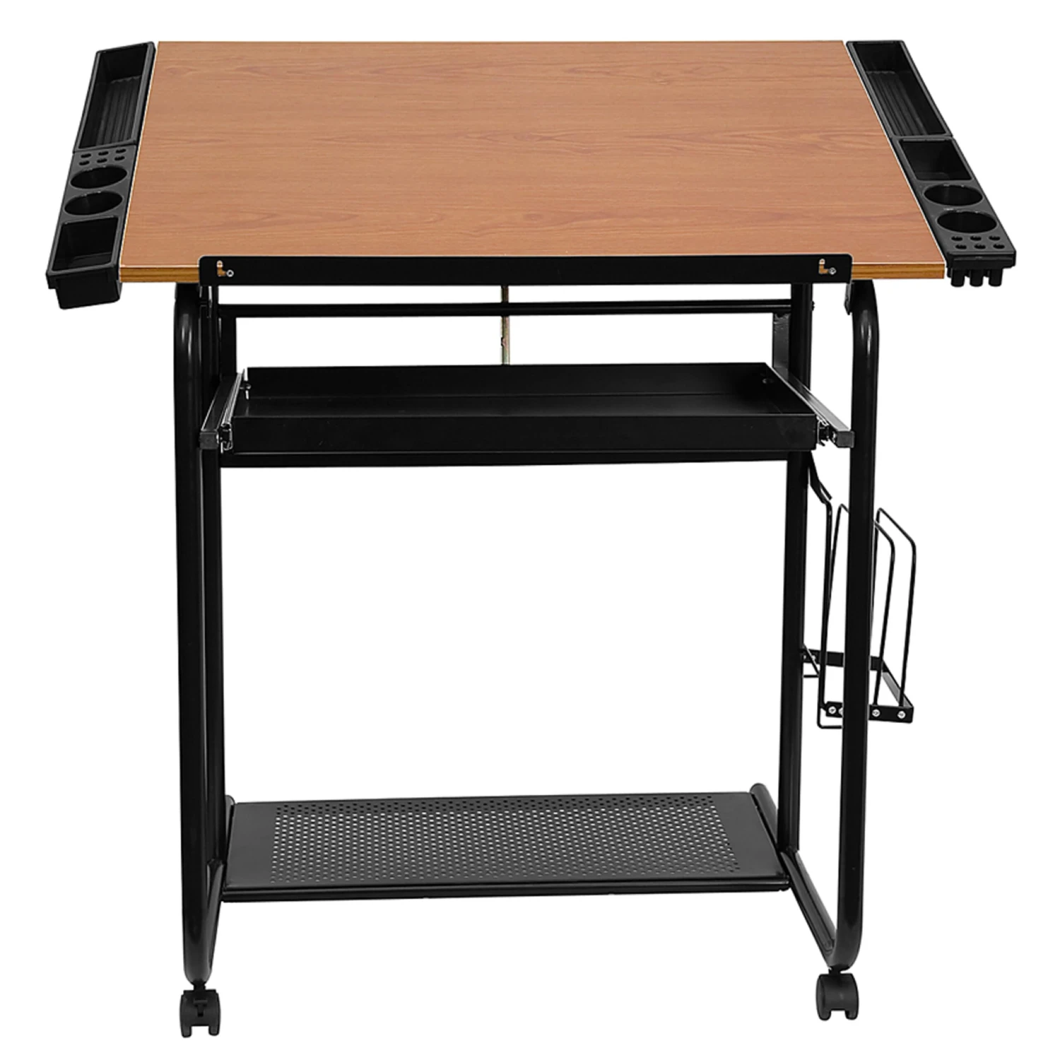Flash Adjustable Drawing And Drafting Table With Black Frame And Dual Wheel Casters - Image 8