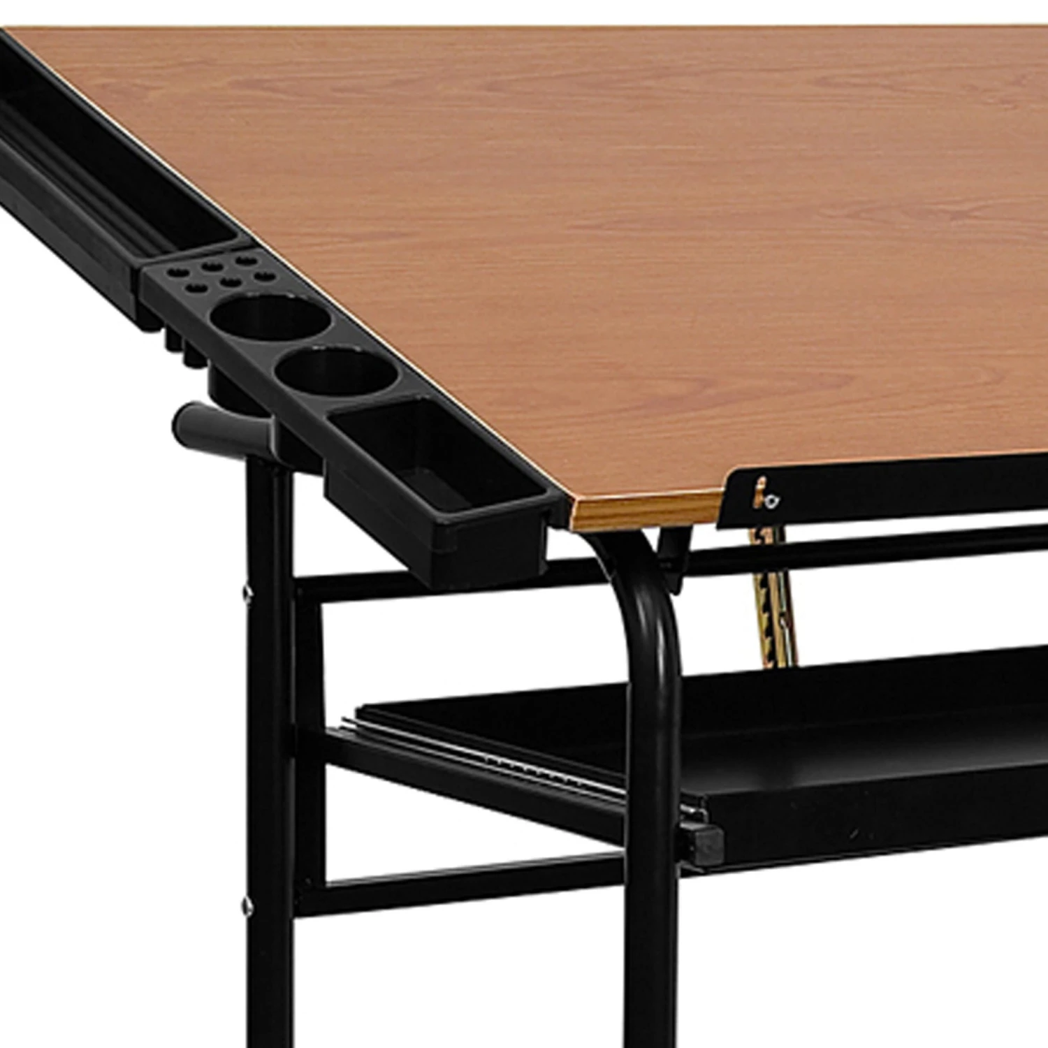 Flash Adjustable Drawing And Drafting Table With Black Frame And Dual Wheel Casters - Image 9