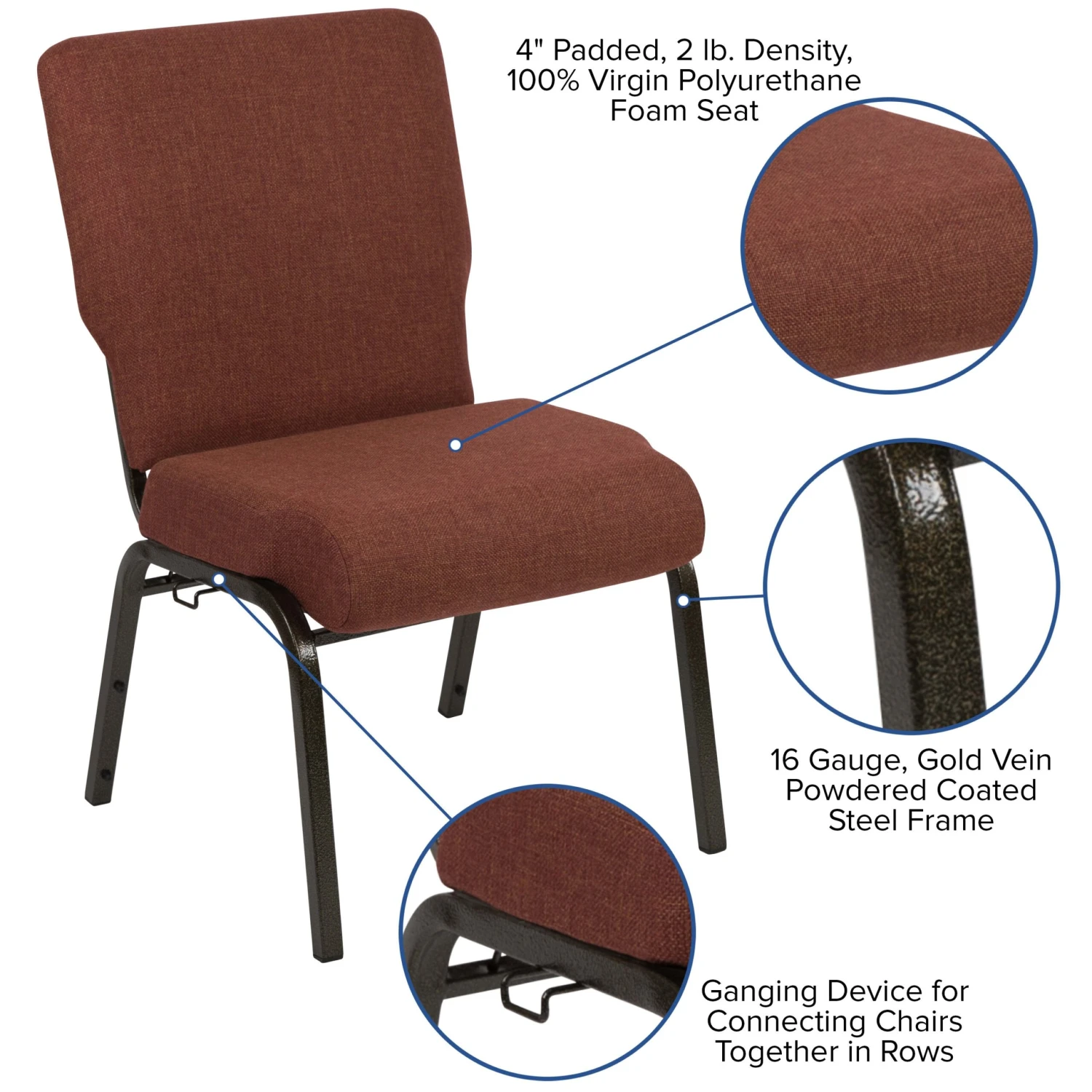 Flash Advantage Auditorium Chair - Stacking Padded Chair - 20.5inch Wide Seat - Image 3