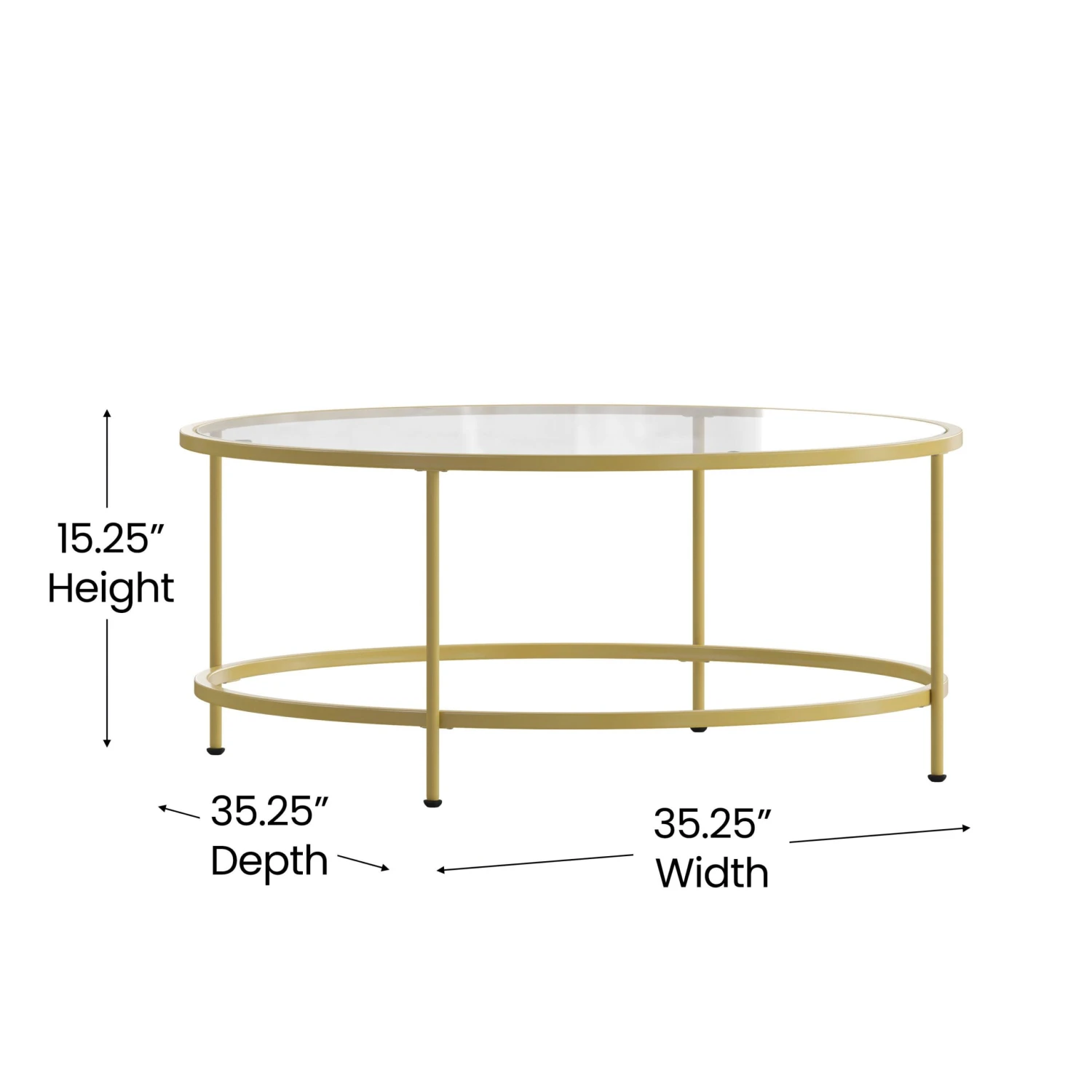 Flash Astoria Collection Round Coffee Table - Modern Glass Coffee Table With Metal Frame - Image 18
