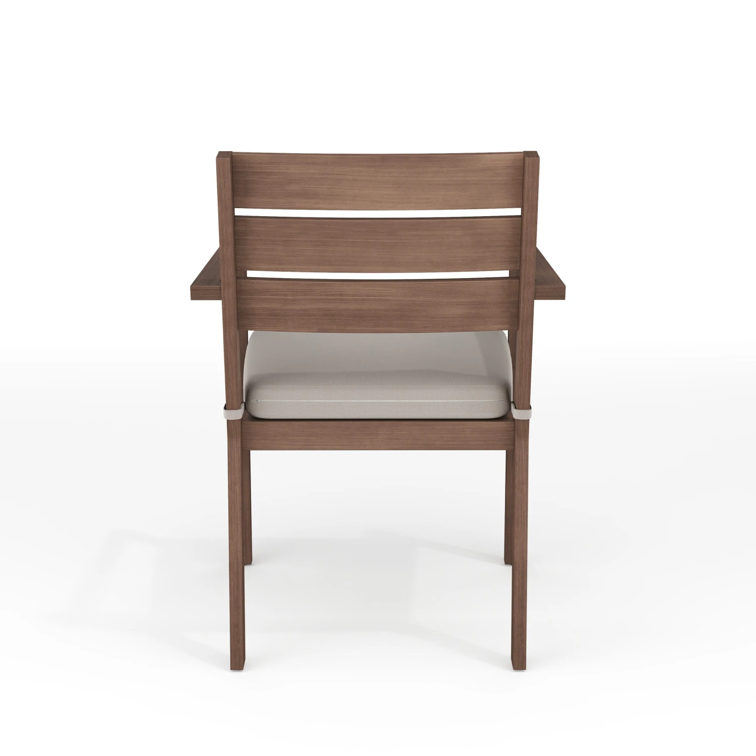 Bedford Indoor-Outdoor Stackable Patio Dining Armchair With Brushed Woodgrain Aluminum Finish And All-Weather Seat Cushion - Image 2