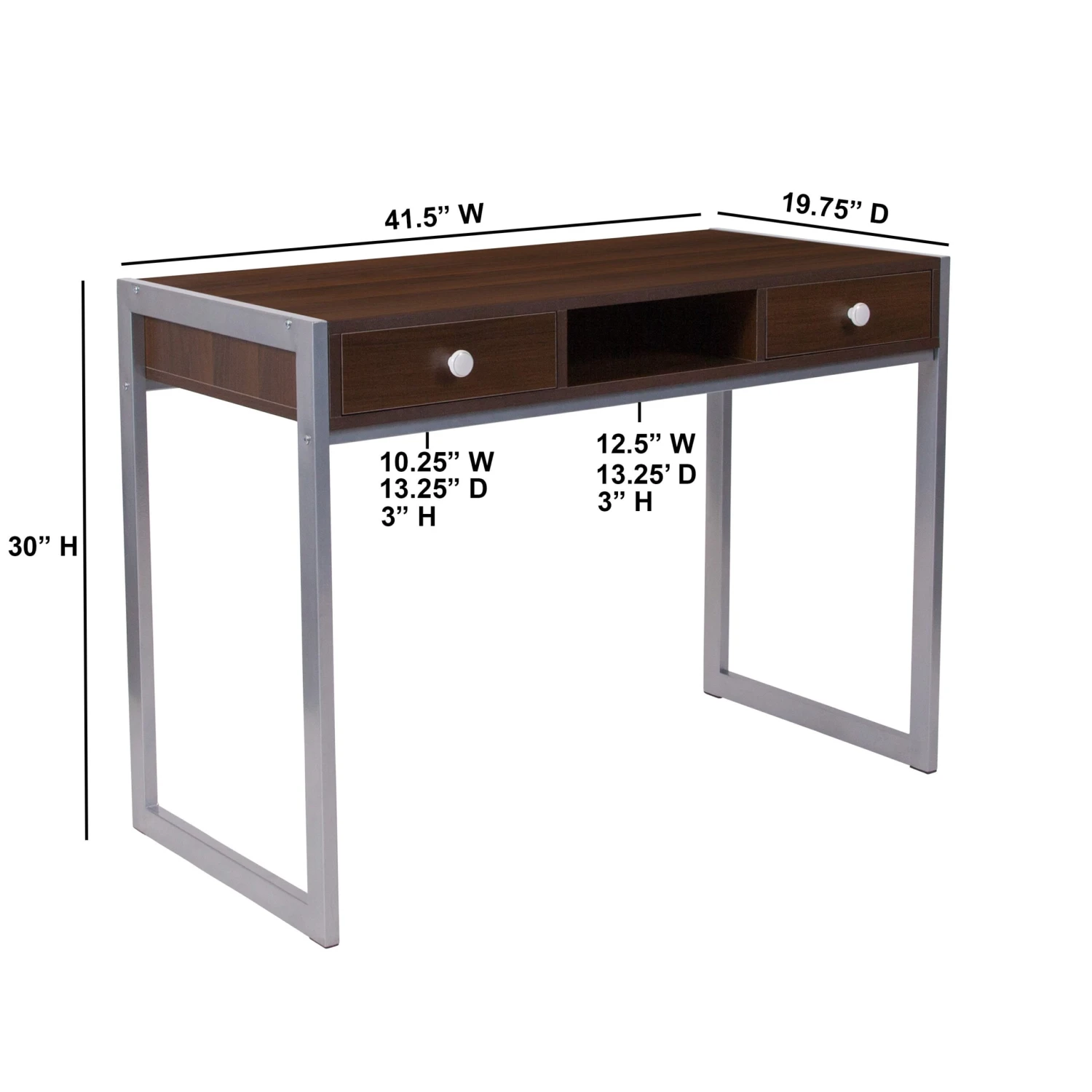 Flash Bradley Desk With Silver Metal Frame - Image 3