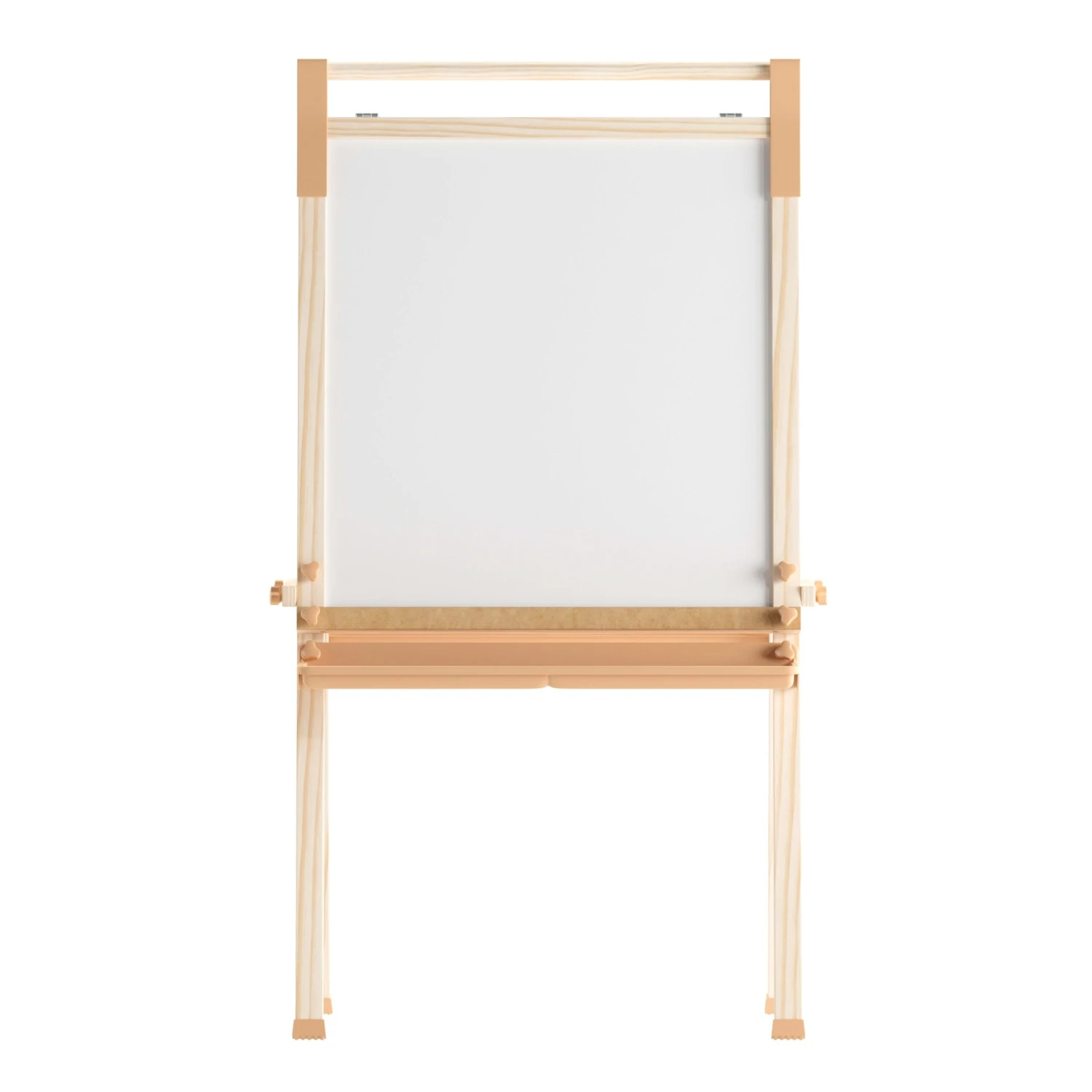 Flash Bright Beginnings Commercial Classroom Freestanding Wood Art Easel With Chalk Board, Dry -Erase Board, 2 Trays, Paper Roller, Paper Tear Bar - Image 11