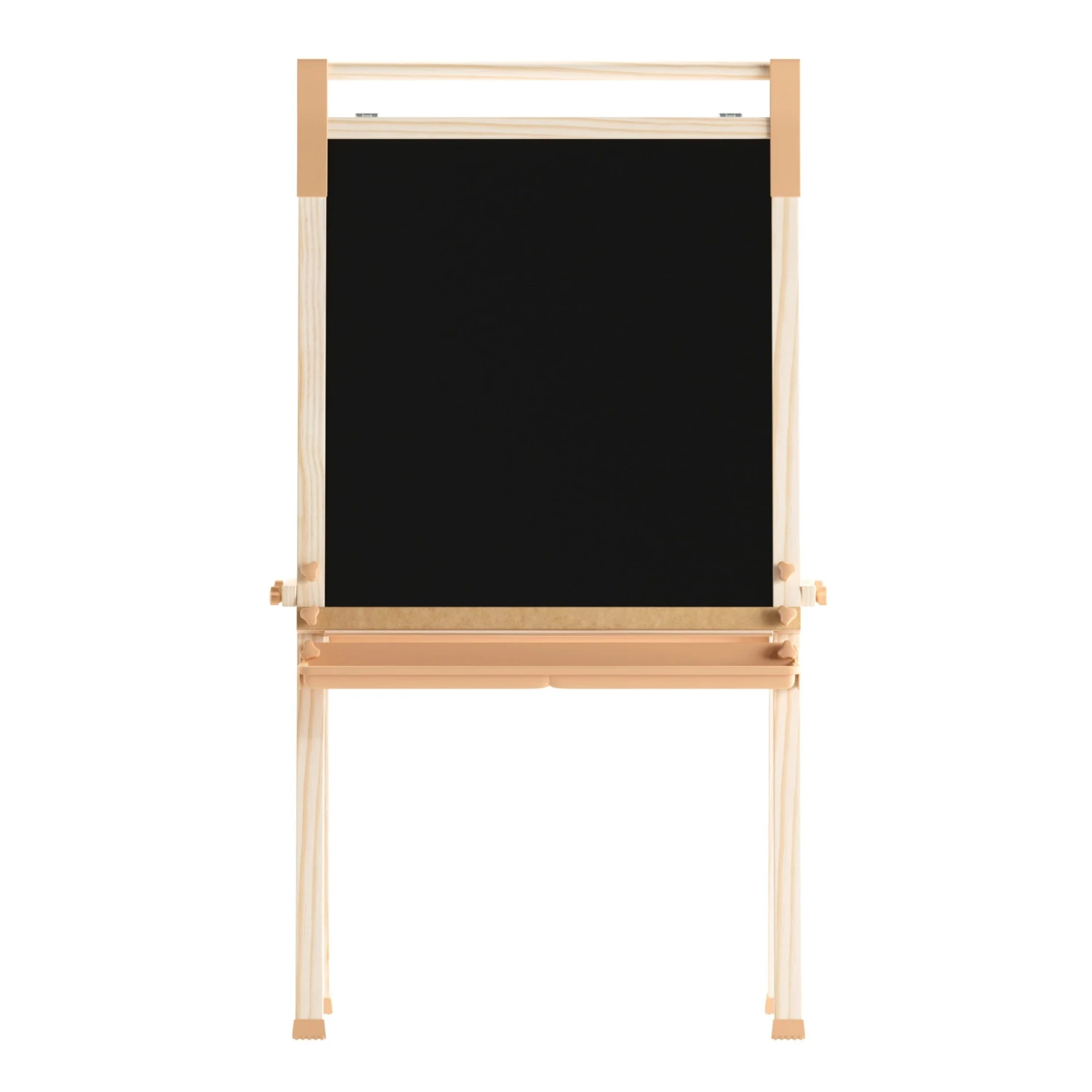 Flash Bright Beginnings Commercial Classroom Freestanding Wood Art Easel With Chalk Board, Dry -Erase Board, 2 Trays, Paper Roller, Paper Tear Bar - Image 8