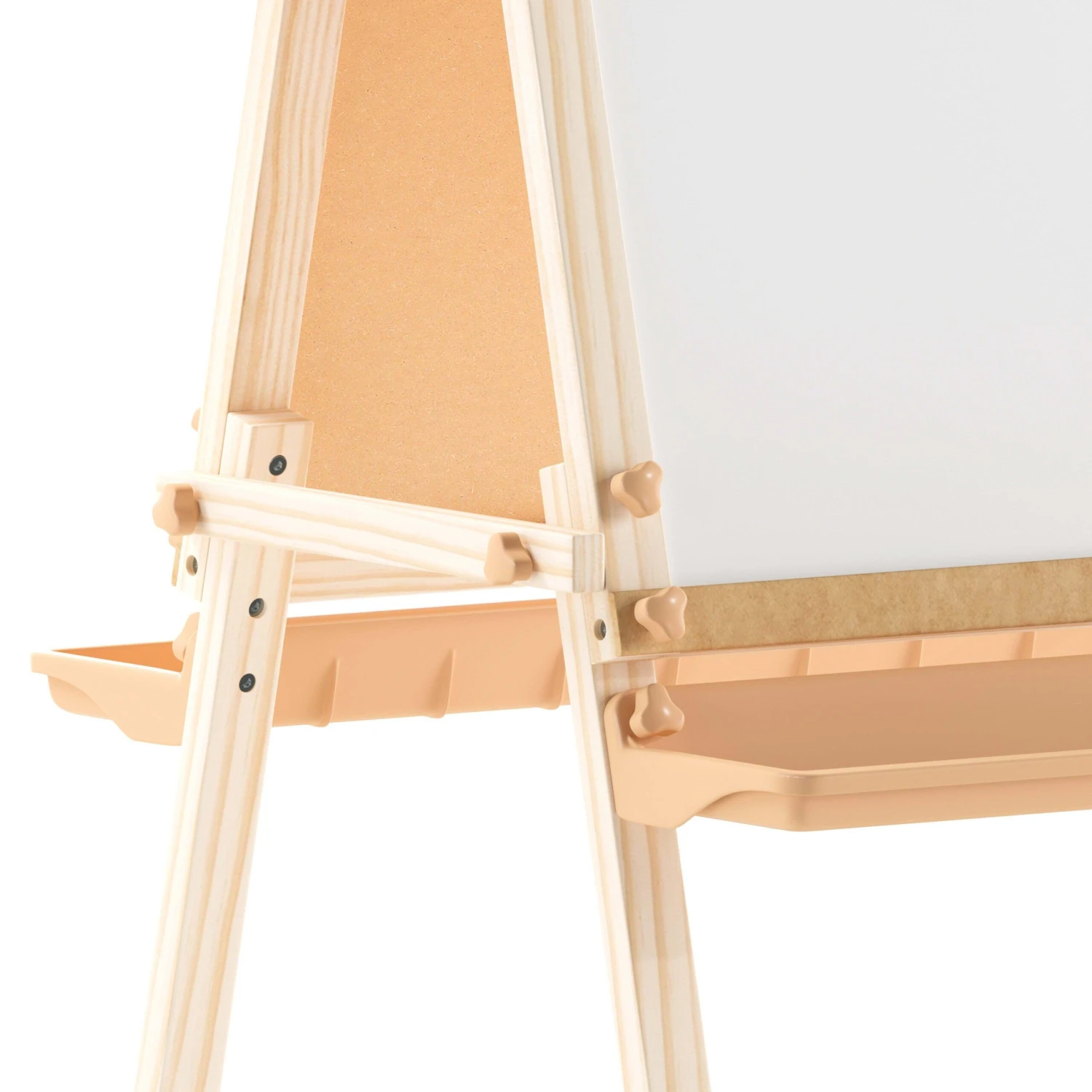 Flash Bright Beginnings Commercial Classroom Freestanding Wood Art Easel With Chalk Board, Dry -Erase Board, 2 Trays, Paper Roller, Paper Tear Bar - Image 9