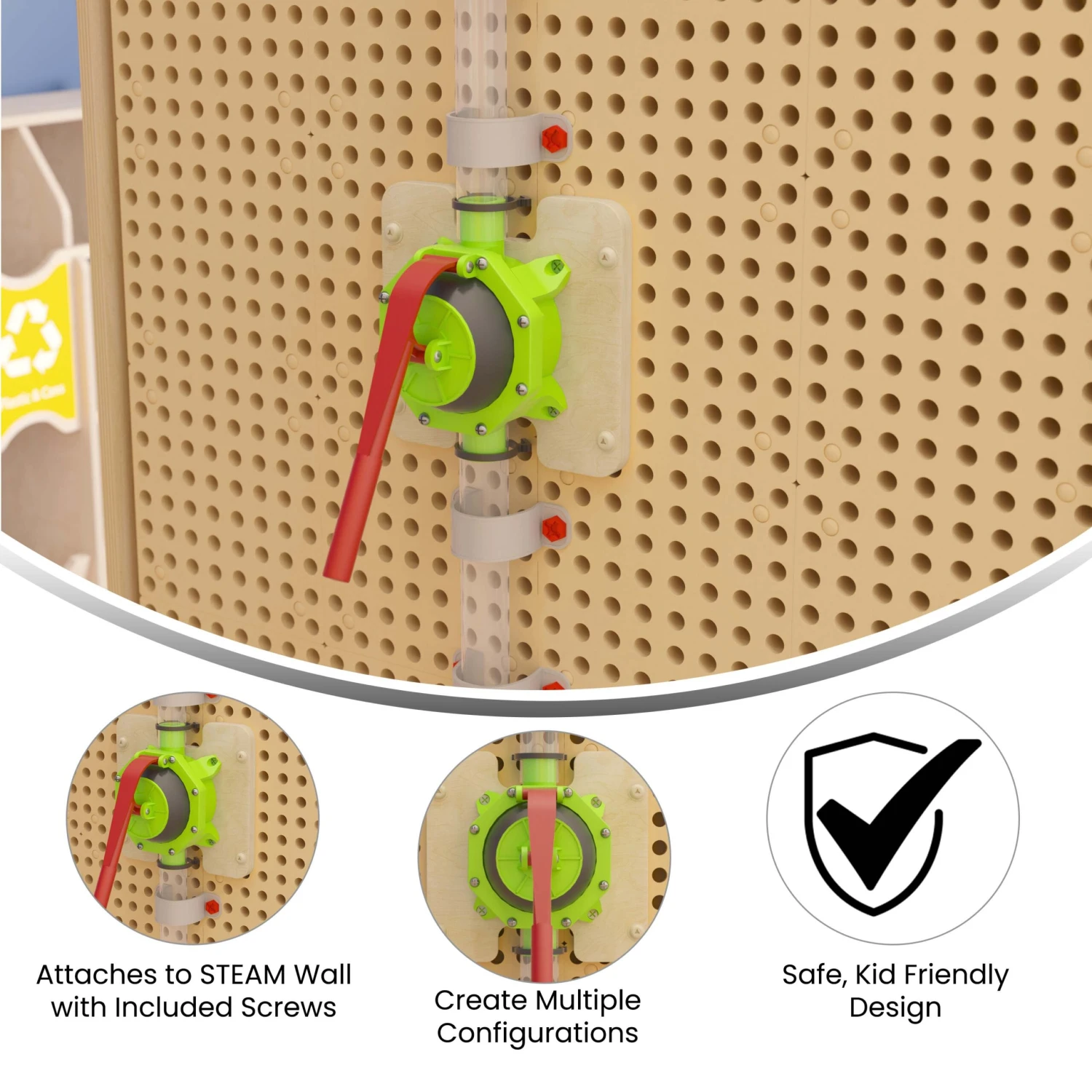 Flash Bright Beginnings Commercial Grade 10 Piece Modular STEAM Wall STEAM Accessories- Pipe Builder Hand Pump & Accessories - Image 4