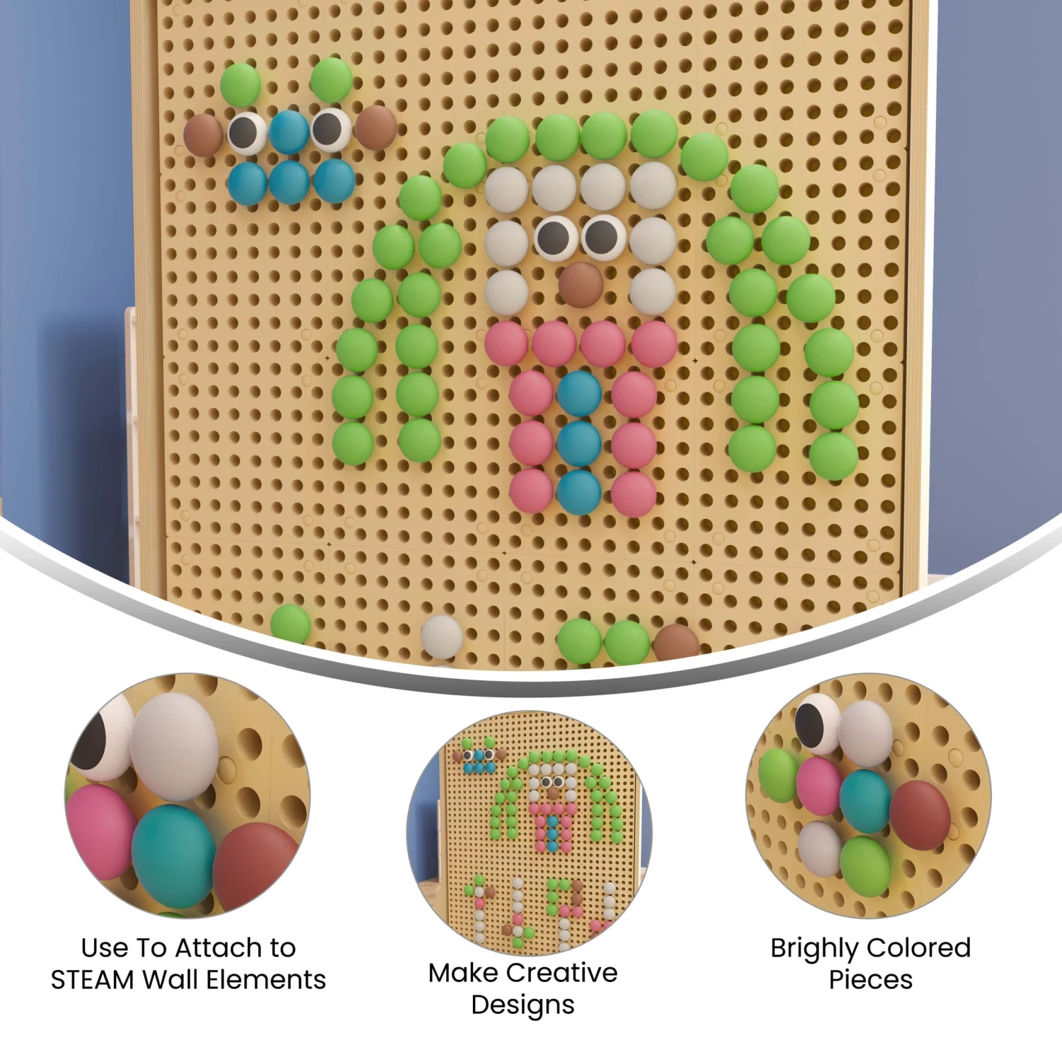 Flash Bright Beginnings Commercial Grade 64 Piece Jumbo Peg Accessory Pack For Modular STEAM Walls - Image 4