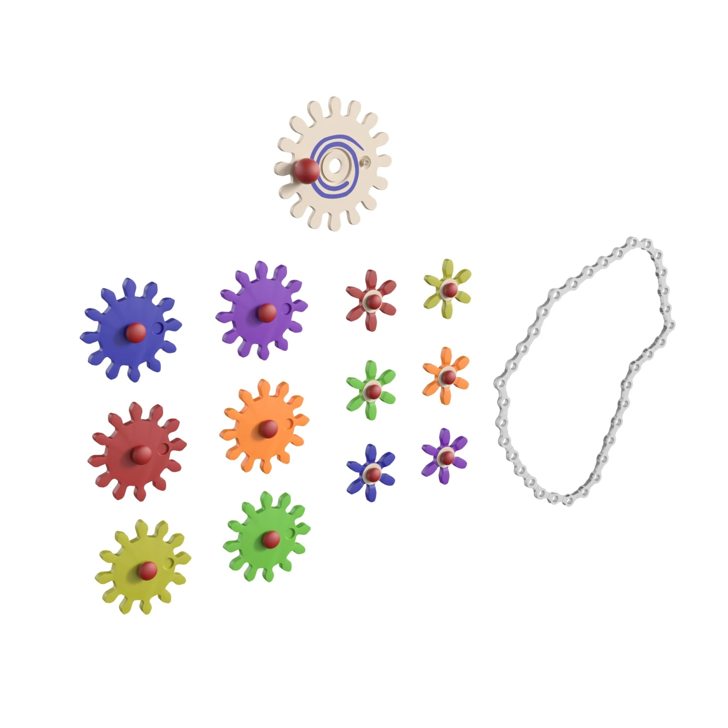 Flash Bright Beginnings Commercial Grade 79 Piece Multicolor Chain And Gears Accessory Set For Modular STEAM Wall Systems - Image 13