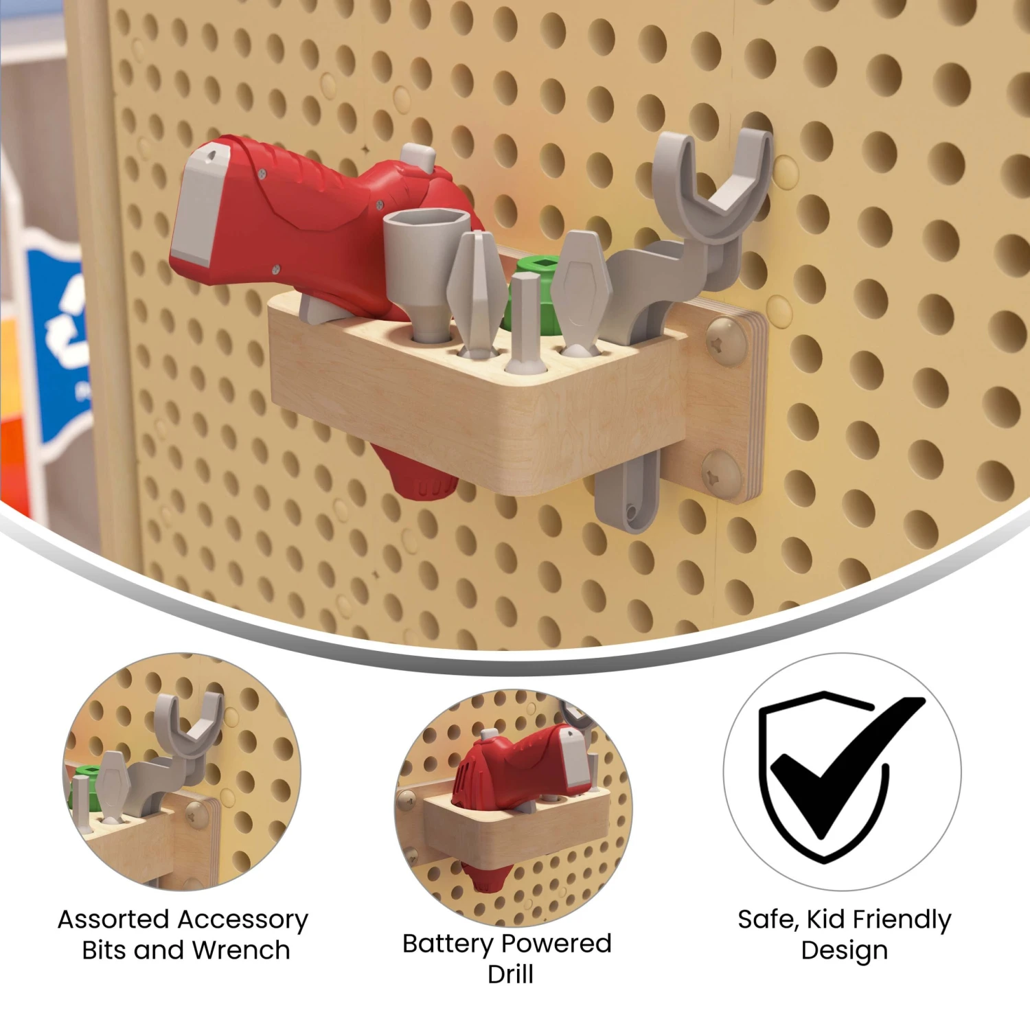 Flash Bright Beginnings Commercial Grade 8 Piece Tools & Holder Accessory Set For Modular STEAM Wall Systems With Working Drill - Image 4