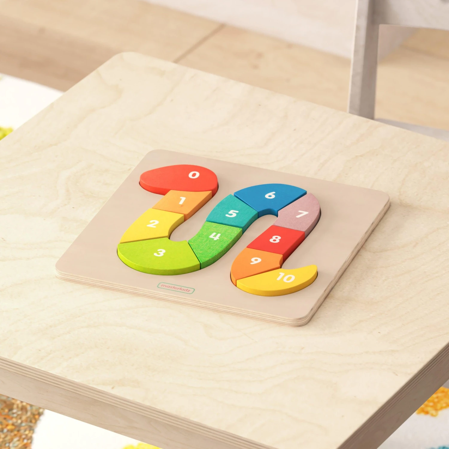 Flash Bright Beginnings Commercial Grade Birch Plywood STEM Number Snake Puzzle Board - Image 2