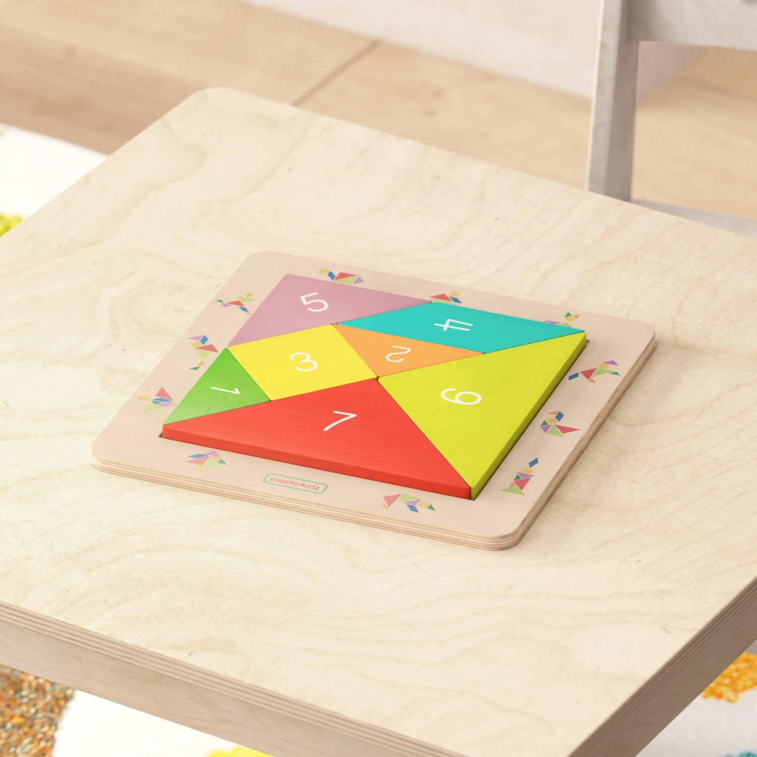 Flash Bright Beginnings Commercial Grade Birch Plywood STEM Tangram Shape Building Learning Board - Image 2