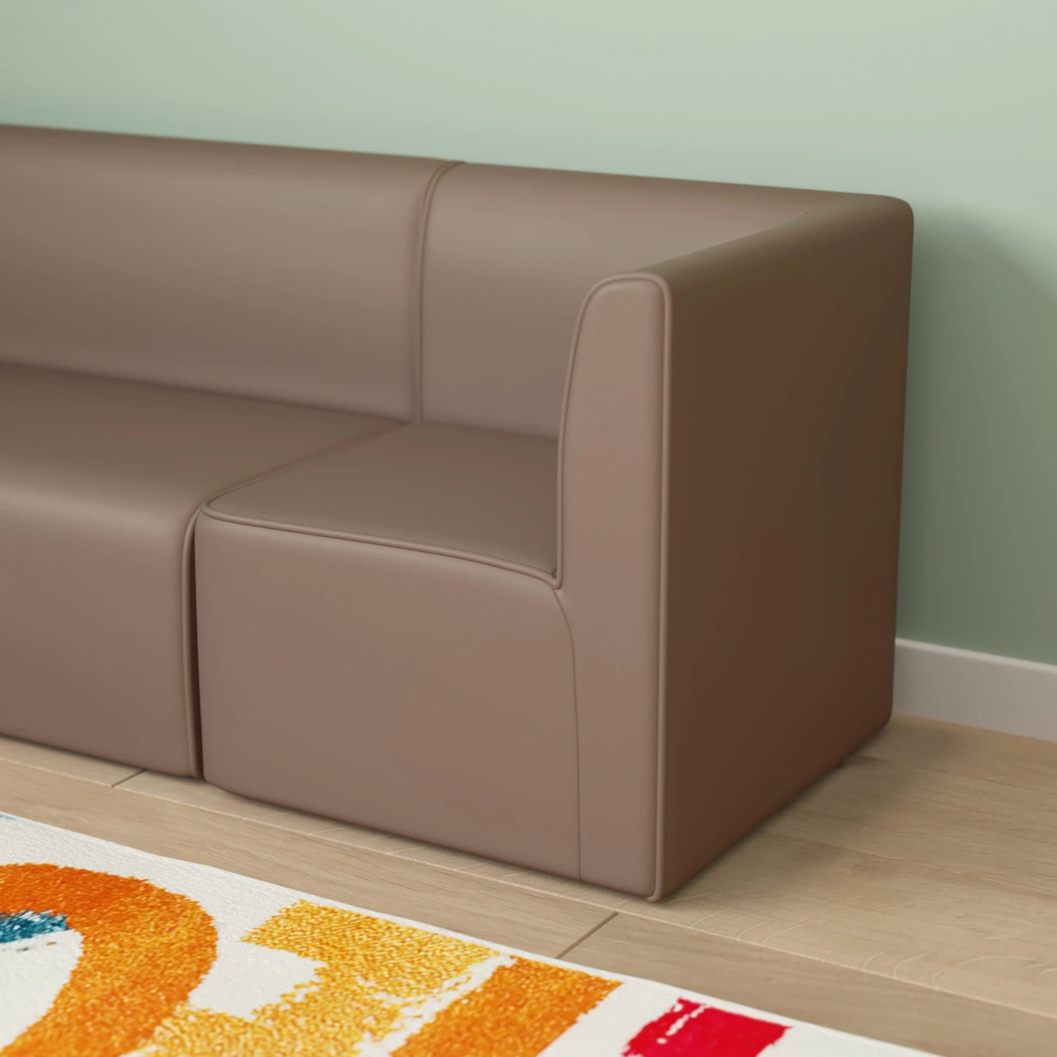 Flash Bright Beginnings Commercial Grade Modular Classroom Soft Seating, 1-Seater Corner Chair - Image 6