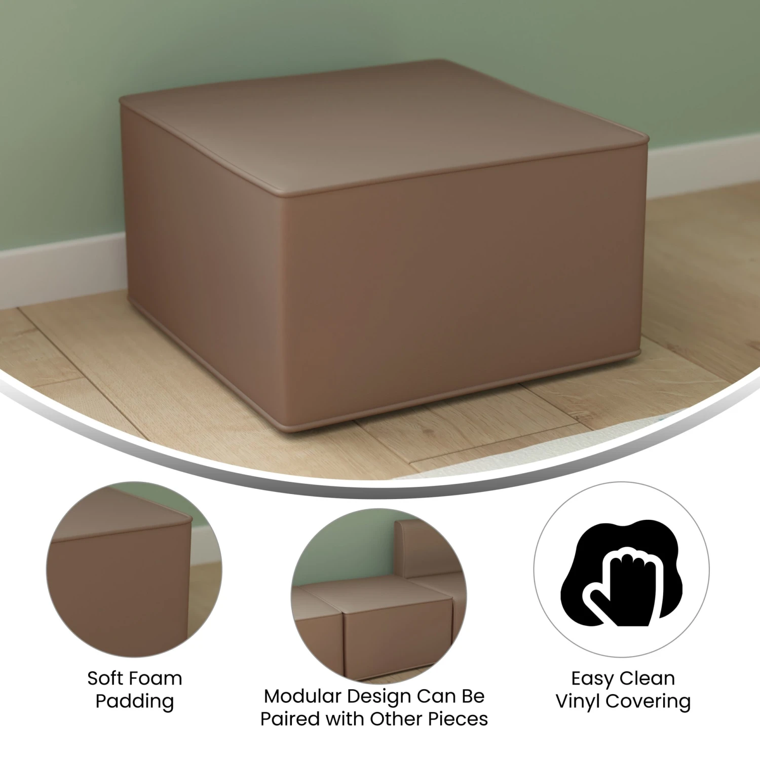 Flash Bright Beginnings Commercial Grade Modular Classroom Soft Seating, 1 Seater Chair/Ottoman - Image 4