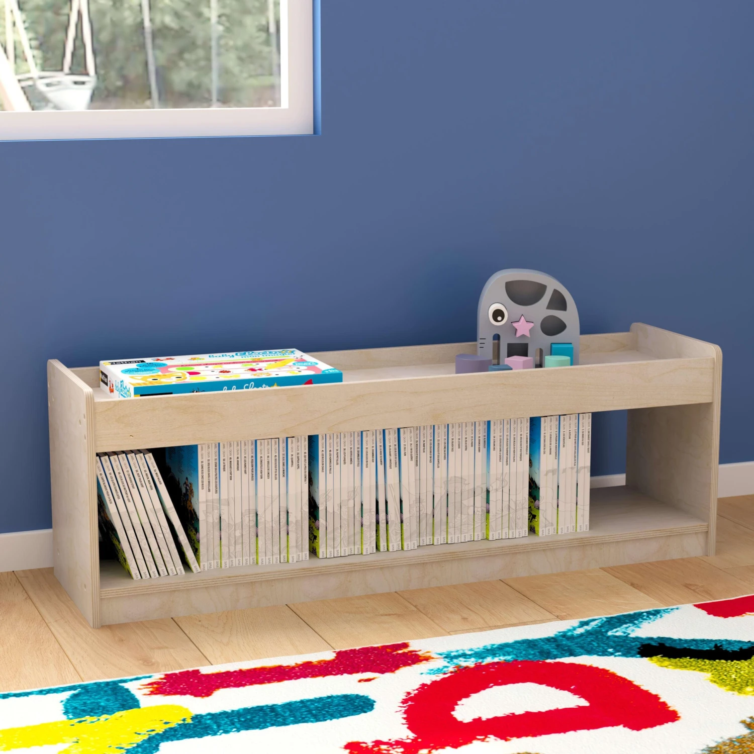 Flash Bright Beginnings Commercial Grade Modular Wooden Classroom Open Storage Unit With Upper Shelf - Image 2