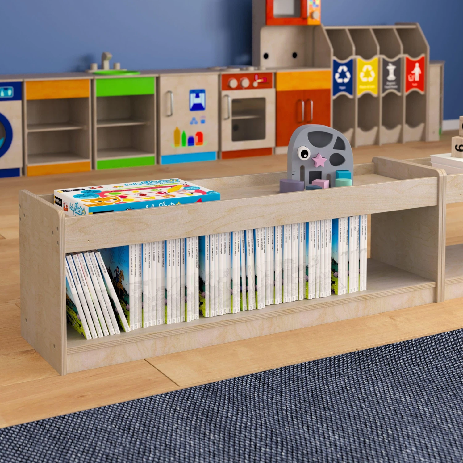 Flash Bright Beginnings Commercial Grade Modular Wooden Classroom Open Storage Unit With Upper Shelf - Image 6