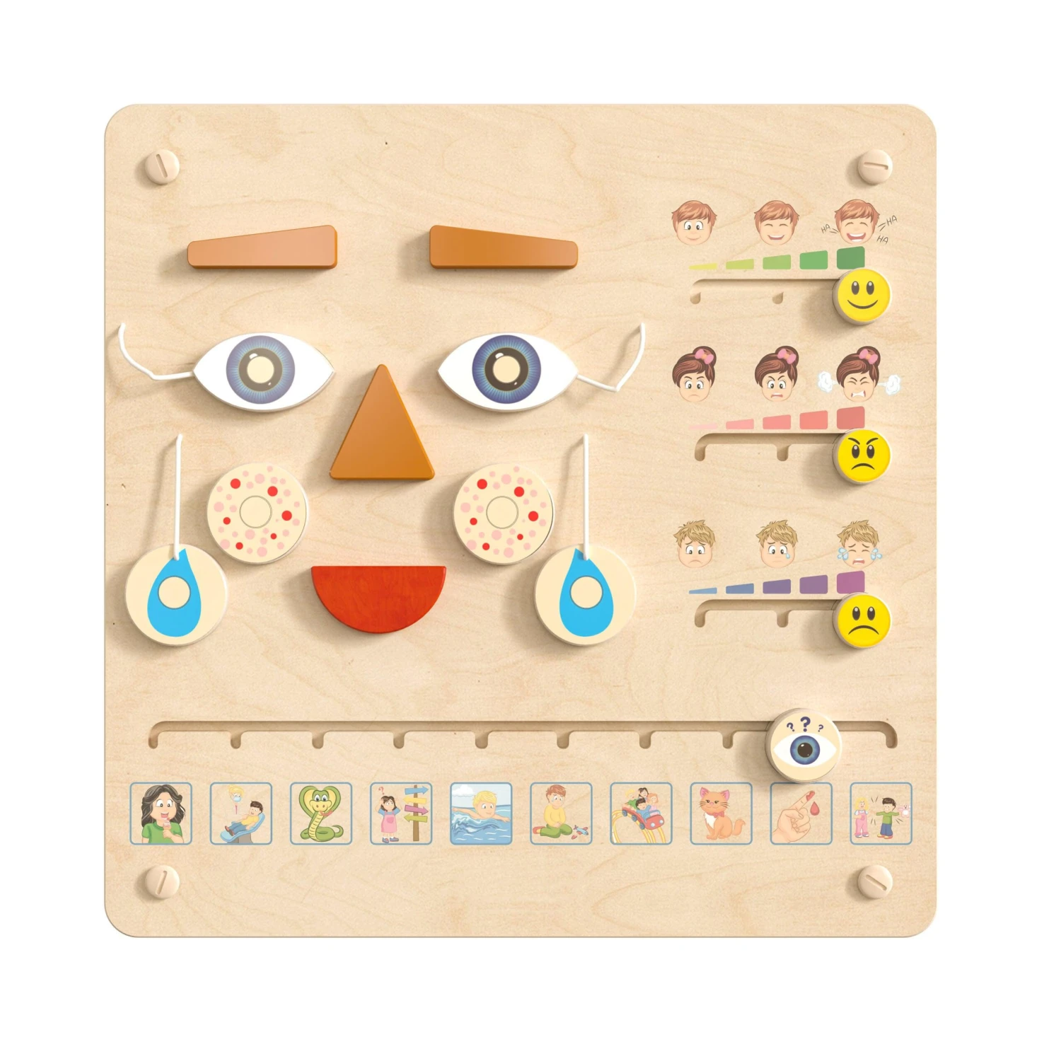 Flash Bright Beginnings Commercial Grade STEAM Wall Activity Board With Natural Finish And Multicolor Accents, Feelings And Moods - Image 11
