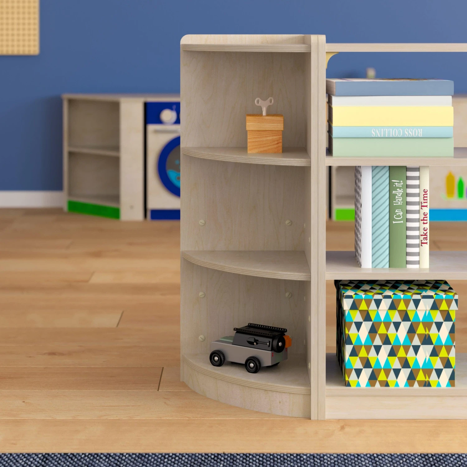 Flash Bright Beginnings Commercial Grade Wooden Classroom Corner Storage Unit With Rounded Front Edges, Safe, Kid Friendly Design - Image 7