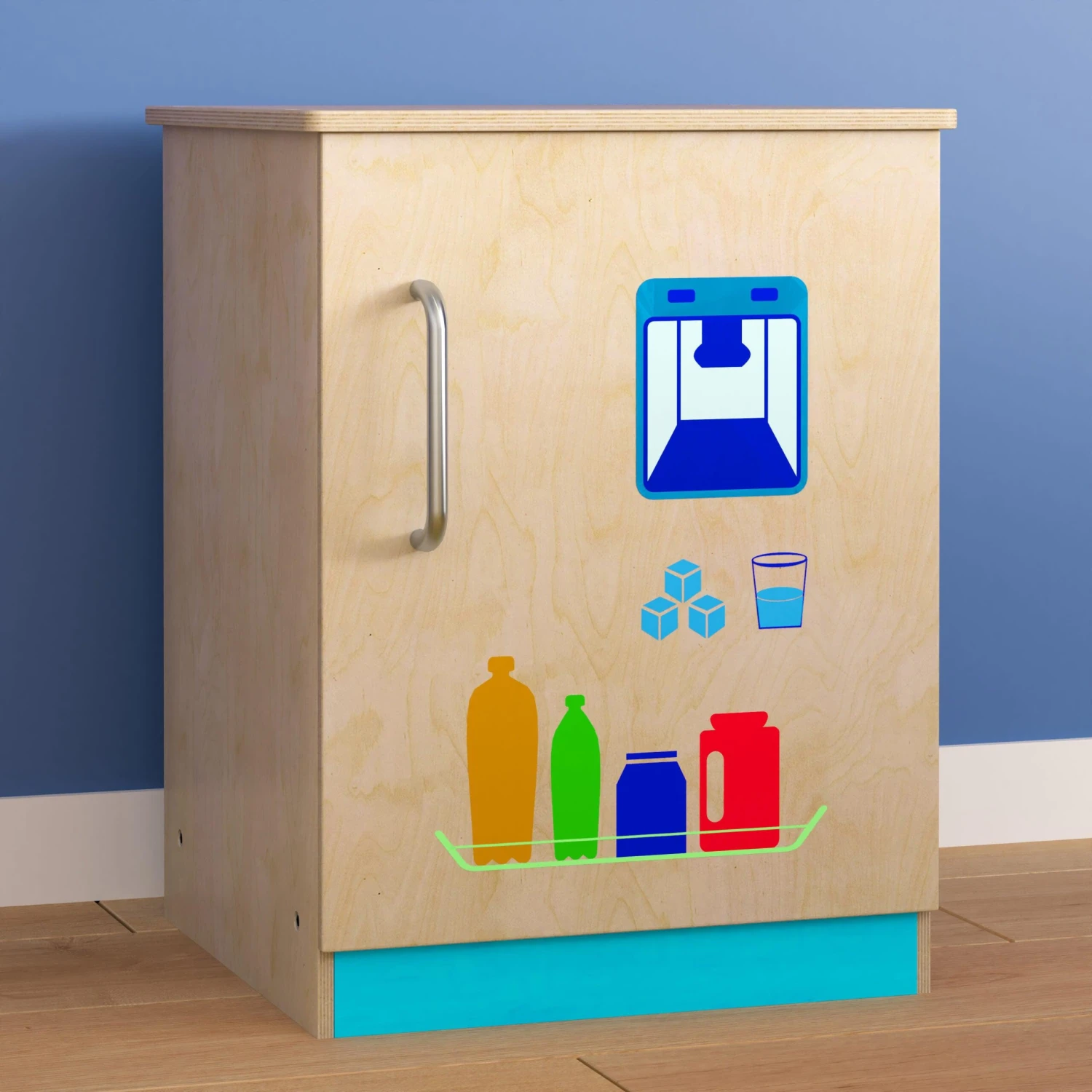 Flash Bright Beginnings Commercial Grade Wooden Children's Kitchen Refrigerator With Integrated Storage & Greenguard Certified Wood - Image 2