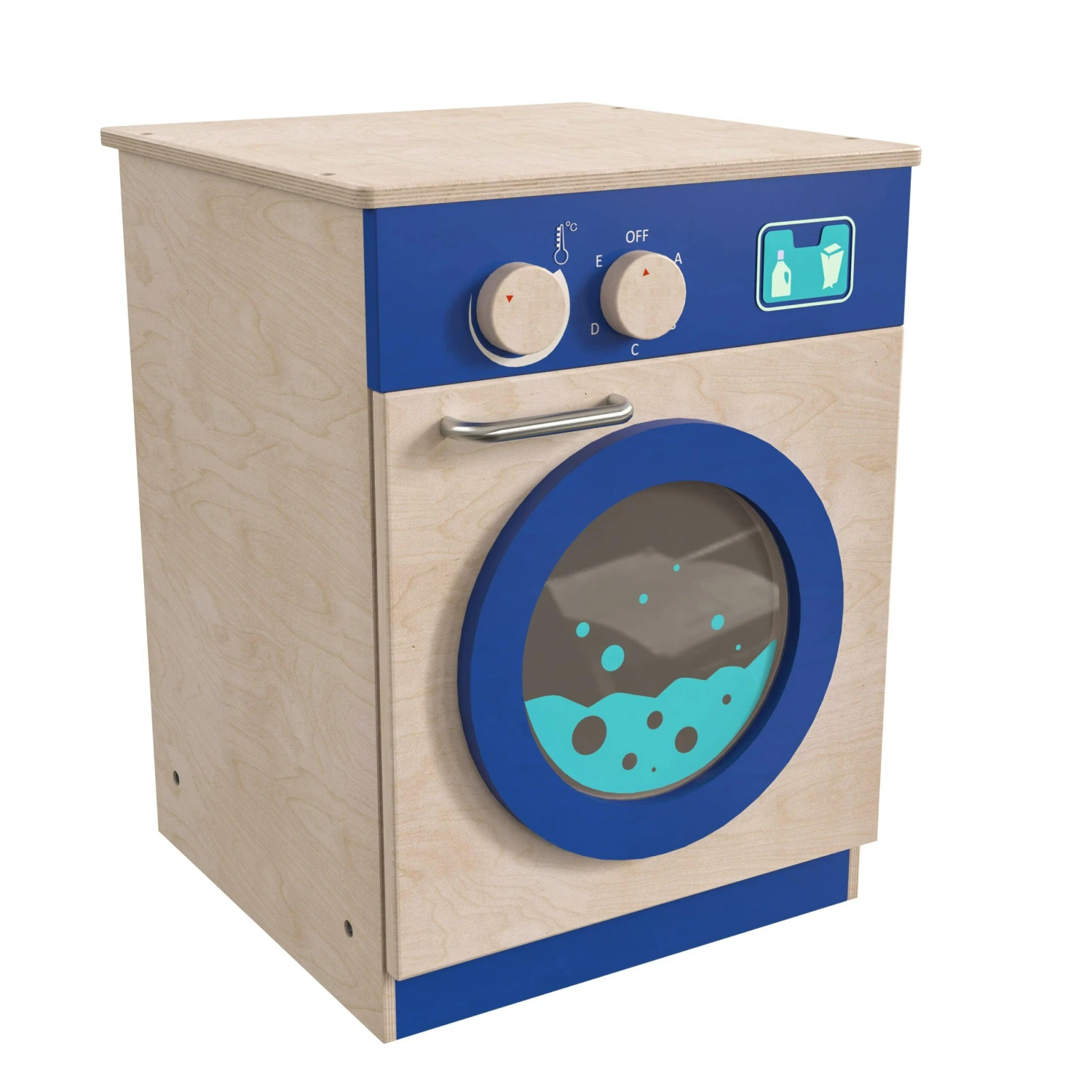 Flash Bright Beginnings Commercial Grade Wooden Kid's Washing Machine With Integrated Storage And Turning Knobs