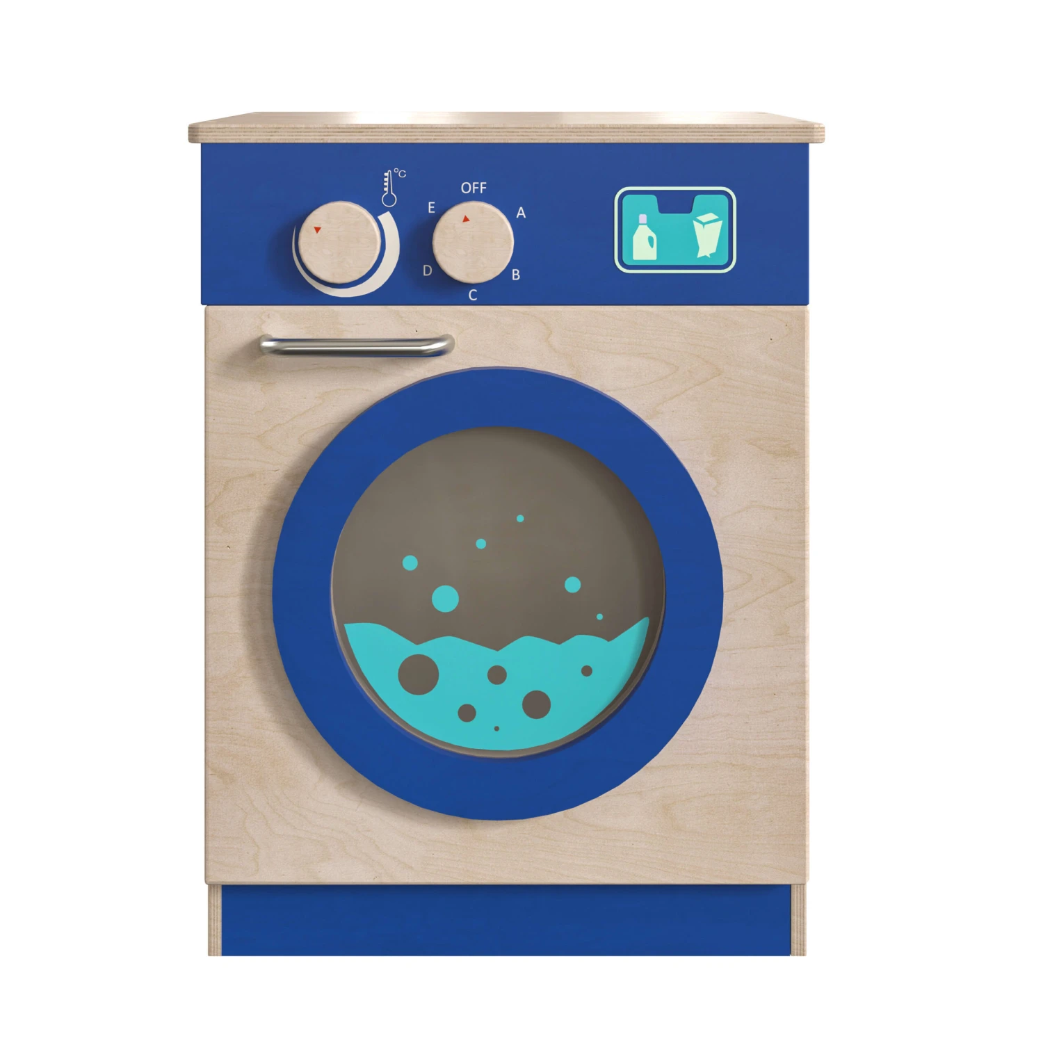 Flash Bright Beginnings Commercial Grade Wooden Kid's Washing Machine With Integrated Storage And Turning Knobs - Image 11