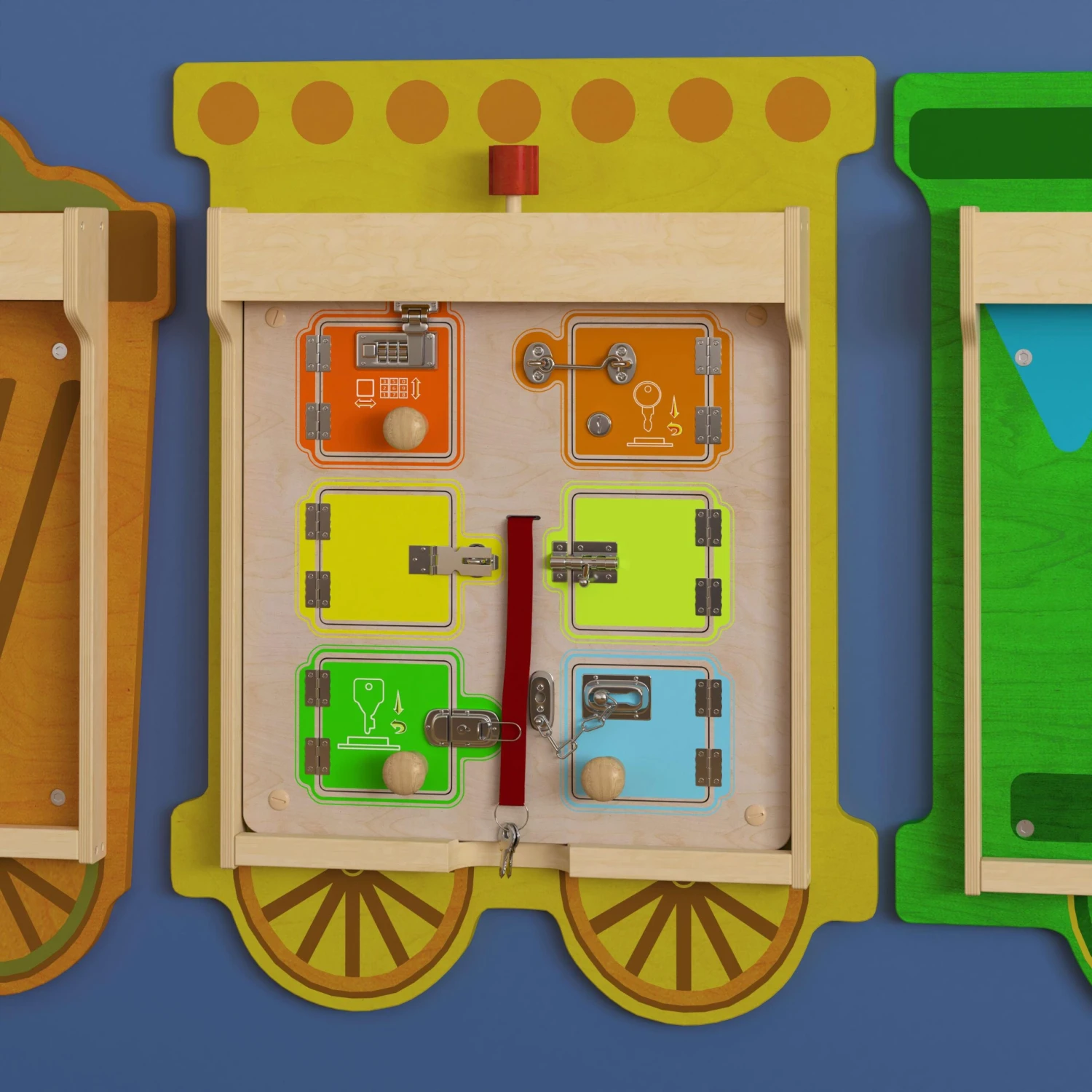 Flash Bright Beginnings Commercial Grade Wooden Locks And Buckles STEAM Wall Accessory Board - Image 2