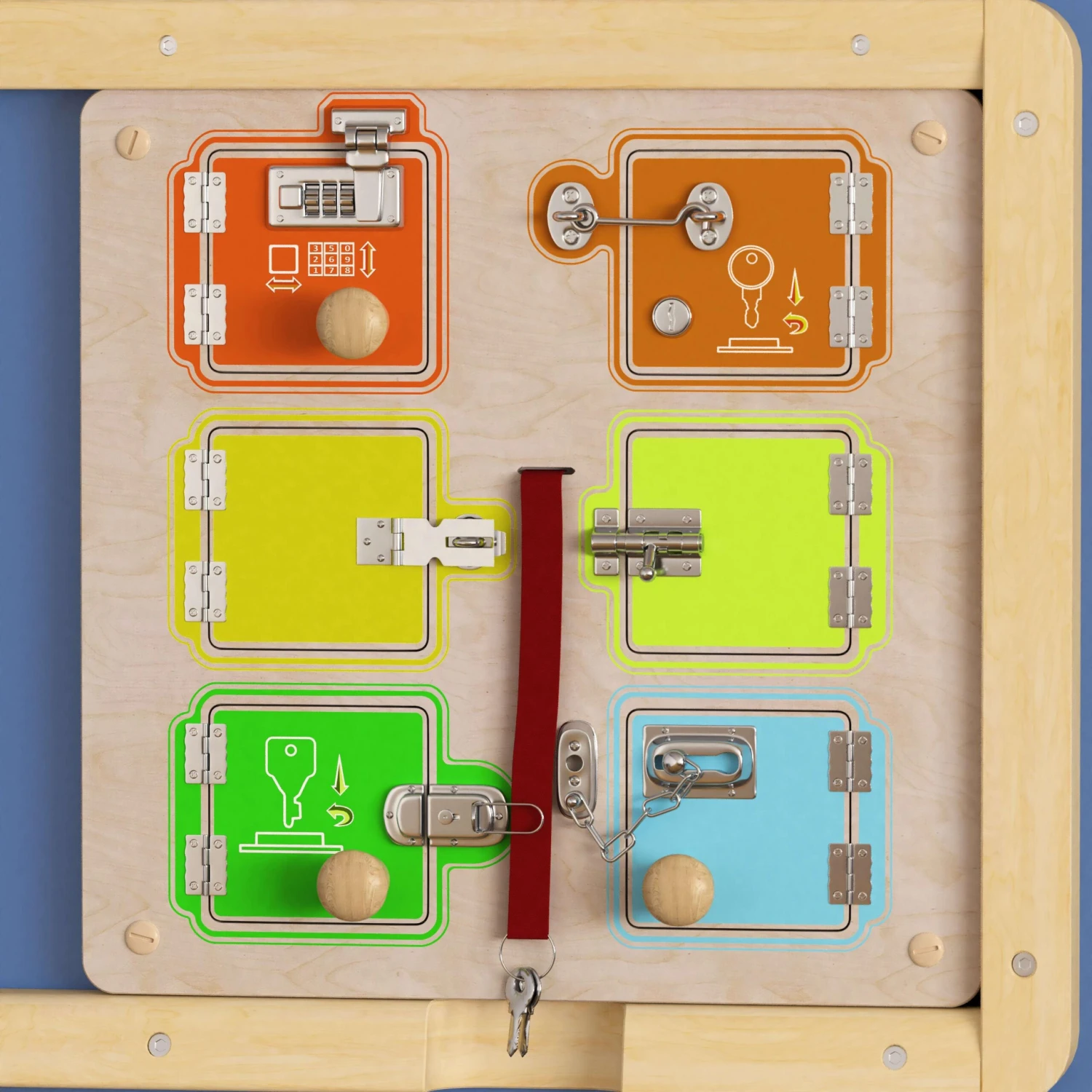 Flash Bright Beginnings Commercial Grade Wooden Locks And Buckles STEAM Wall Accessory Board - Image 7