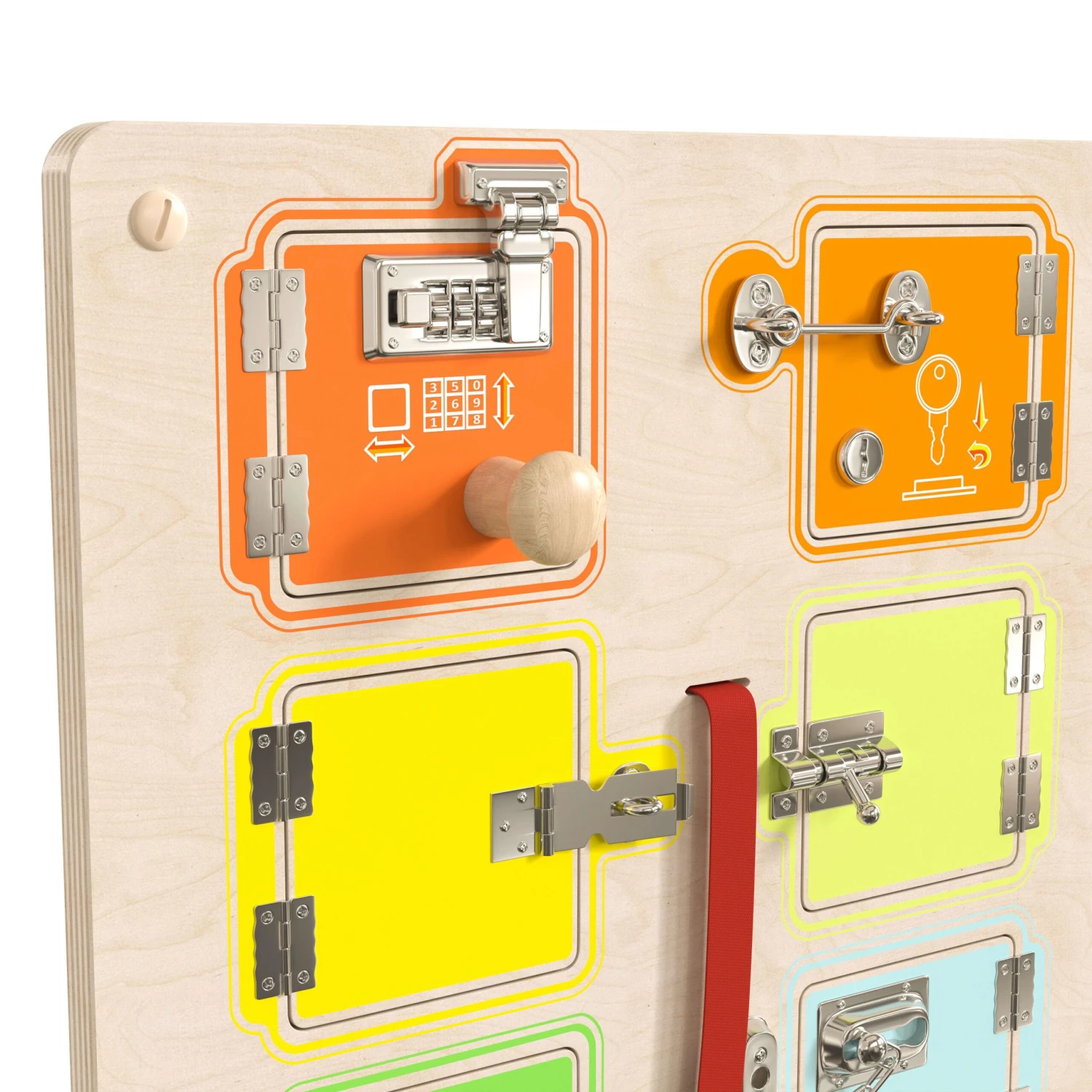 Flash Bright Beginnings Commercial Grade Wooden Locks And Buckles STEAM Wall Accessory Board - Image 9