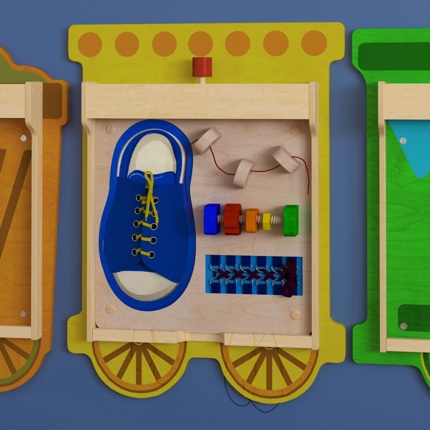 Flash Bright Beginnings Commercial Grade Wooden Tie It - Turn It STEAM Wall Accessory Board - Image 2