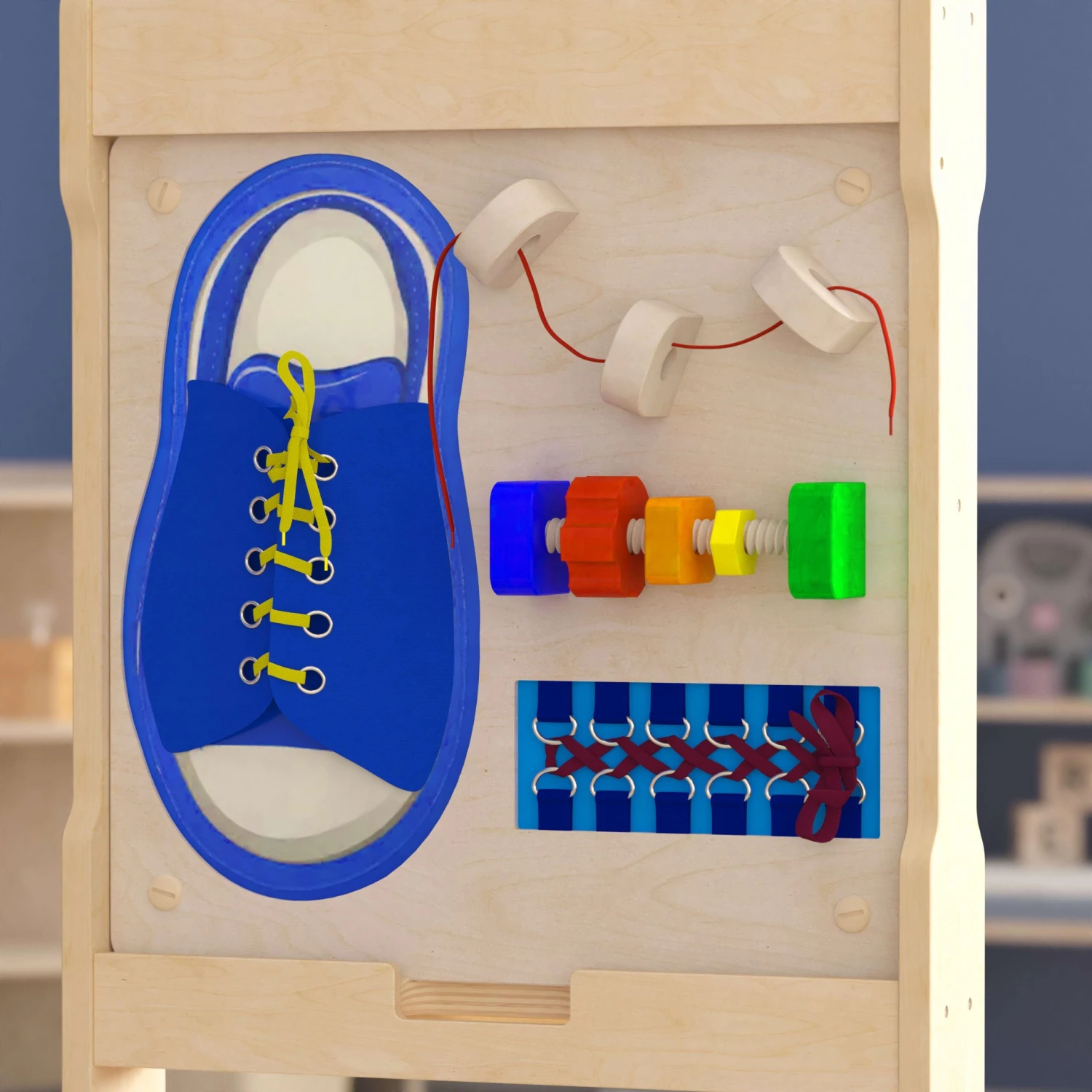 Flash Bright Beginnings Commercial Grade Wooden Tie It - Turn It STEAM Wall Accessory Board - Image 6