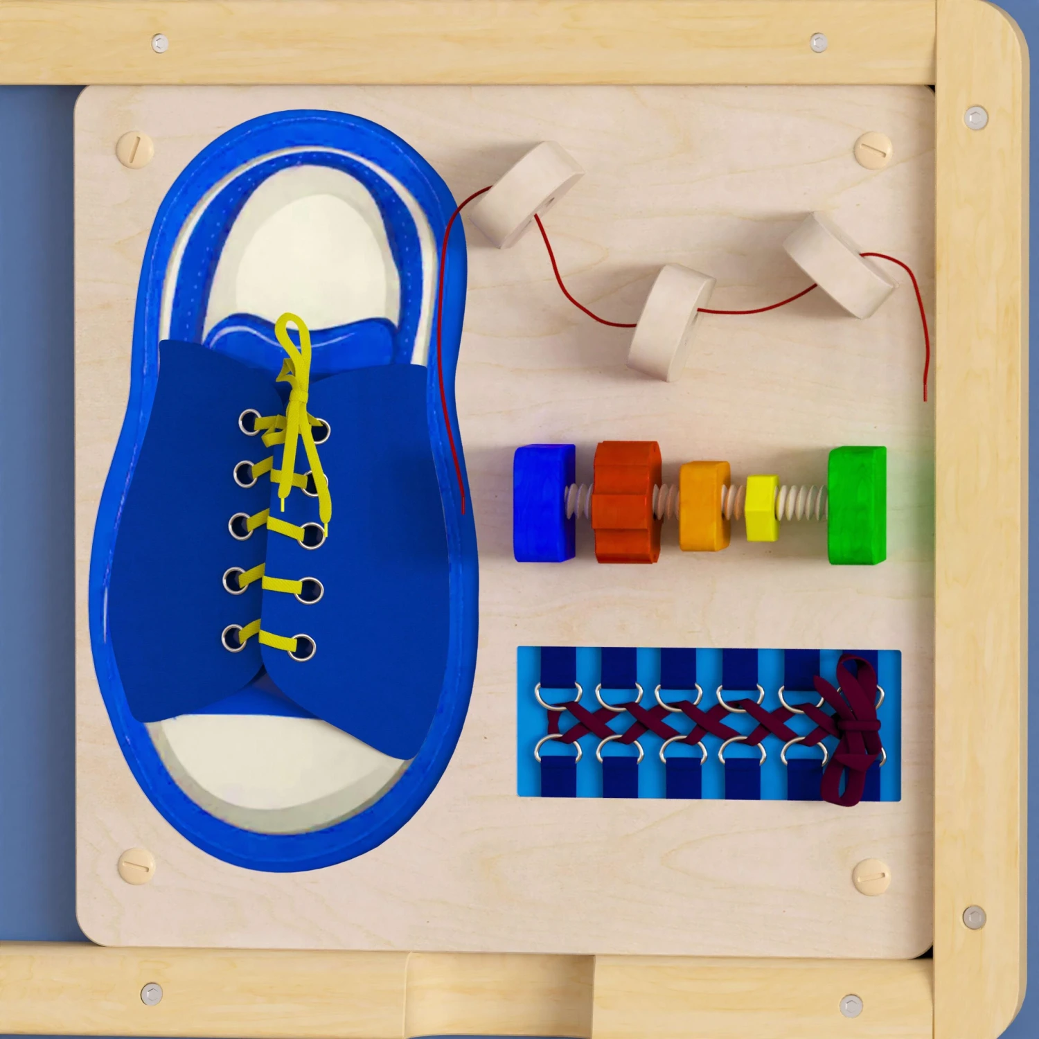 Flash Bright Beginnings Commercial Grade Wooden Tie It - Turn It STEAM Wall Accessory Board - Image 7