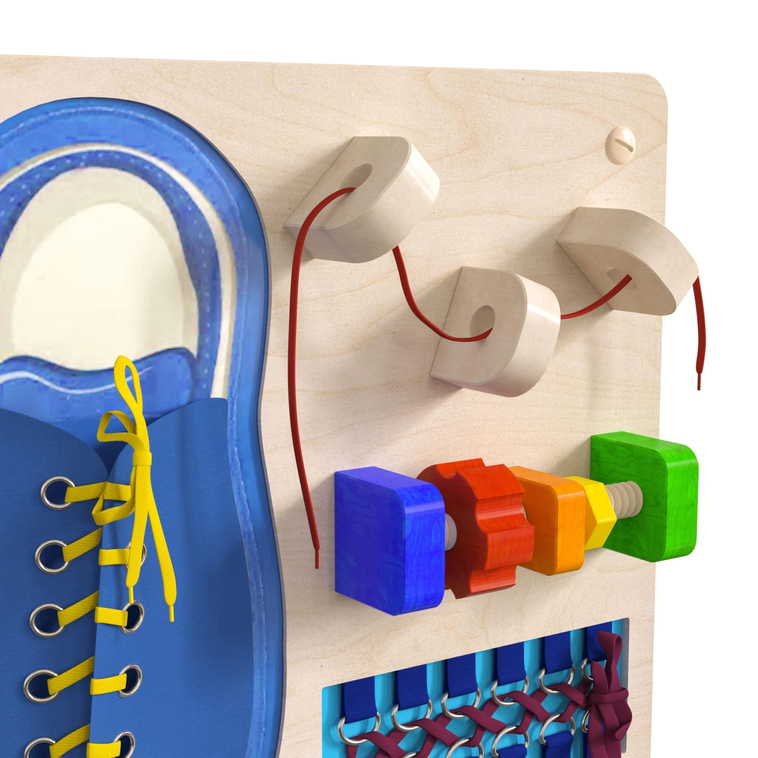 Flash Bright Beginnings Commercial Grade Wooden Tie It - Turn It STEAM Wall Accessory Board - Image 9