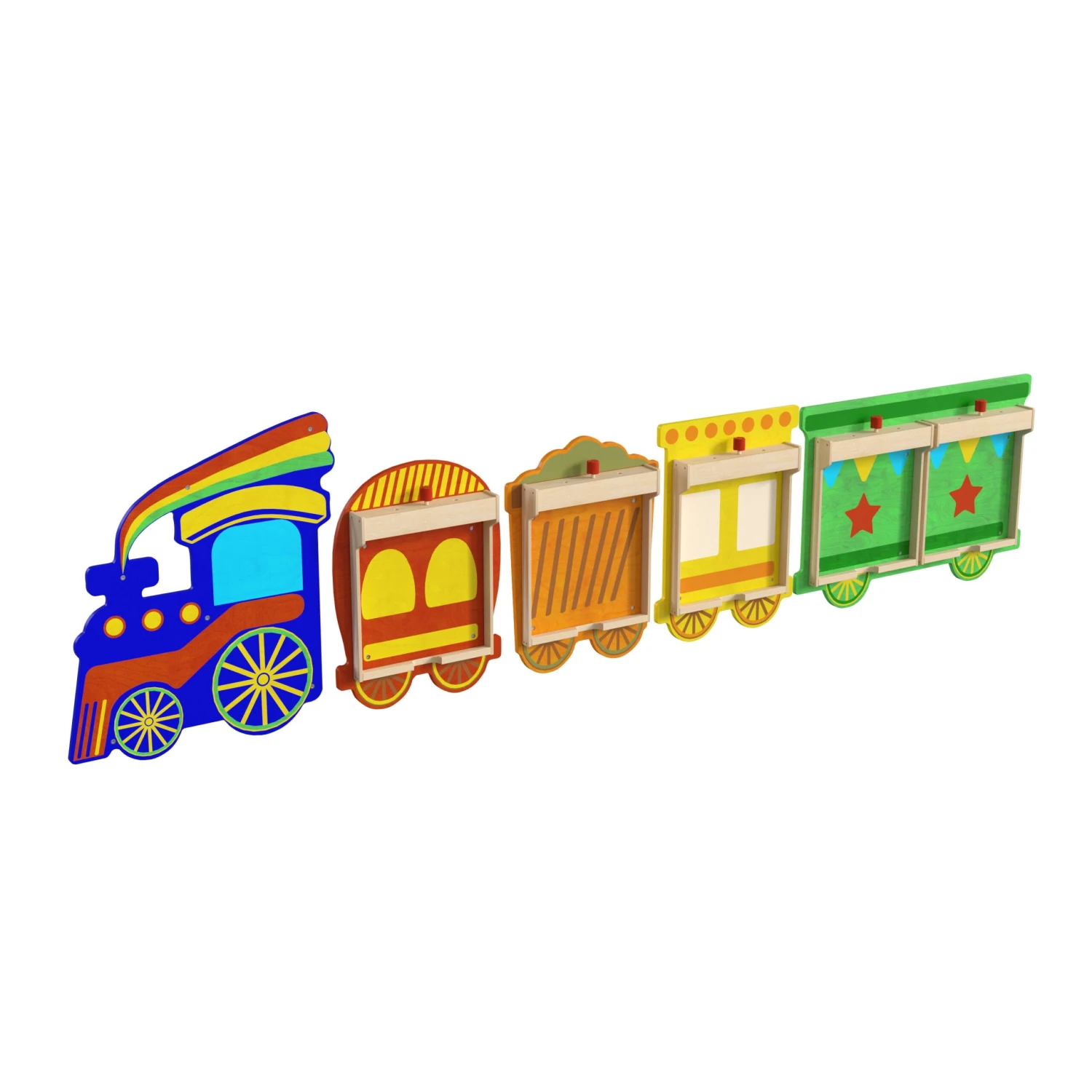 Flash Bright Beginnings Commercial Grade Wooden Train STEAM Wall System With 5 Accessory Panel Holders