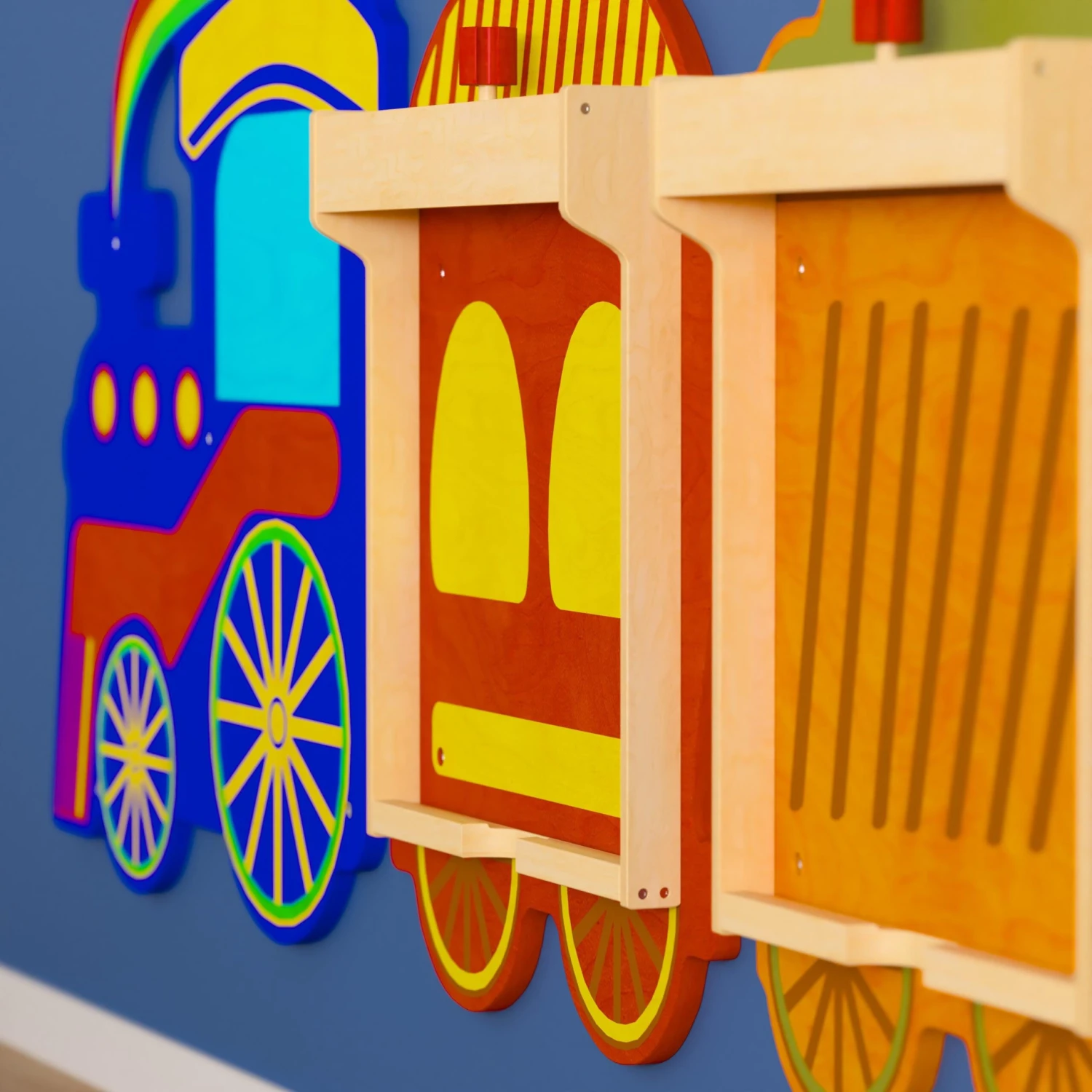 Flash Bright Beginnings Commercial Grade Wooden Train STEAM Wall System With 5 Accessory Panel Holders - Image 7