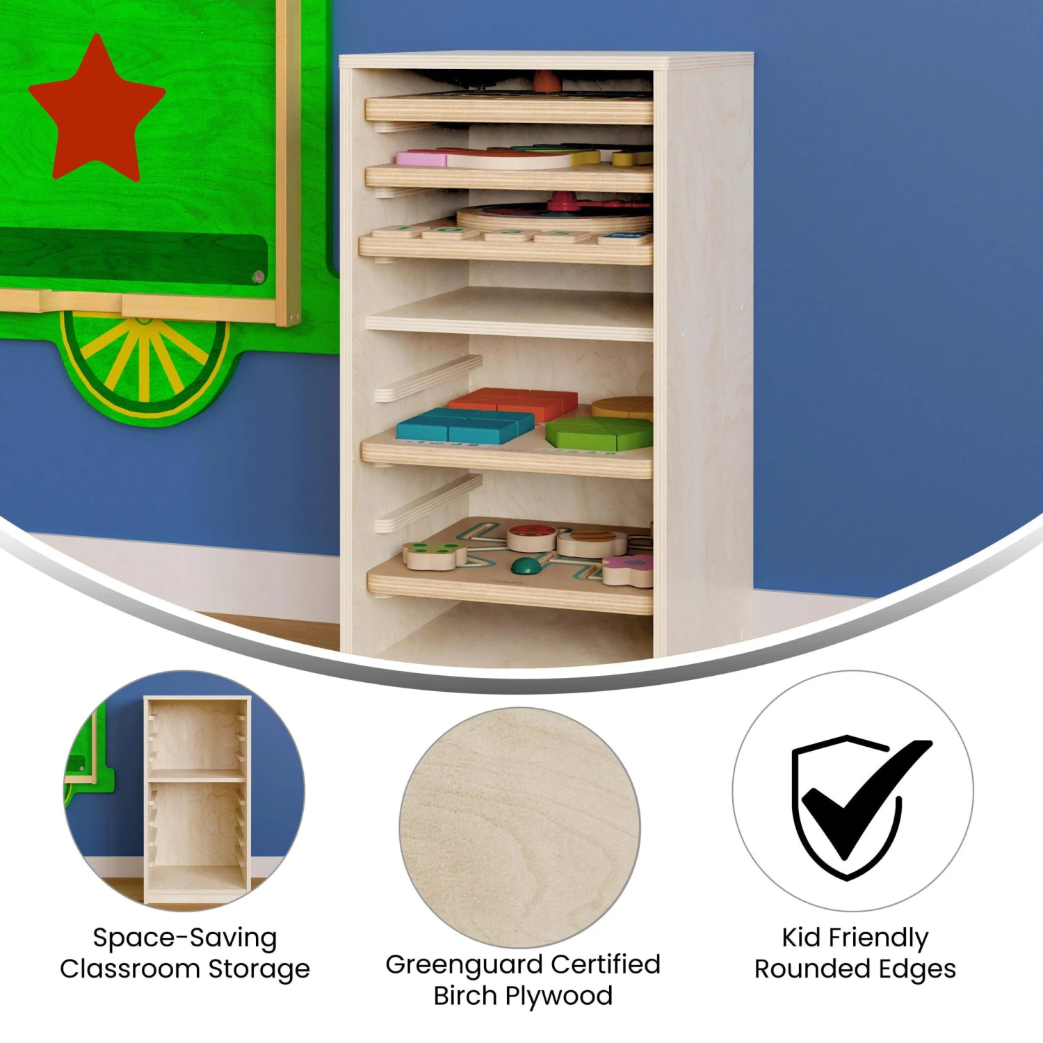 Flash Bright Beginnings Kid Friendly Commercial Deluxe Birch Plywood Puzzle Holder - Image 4