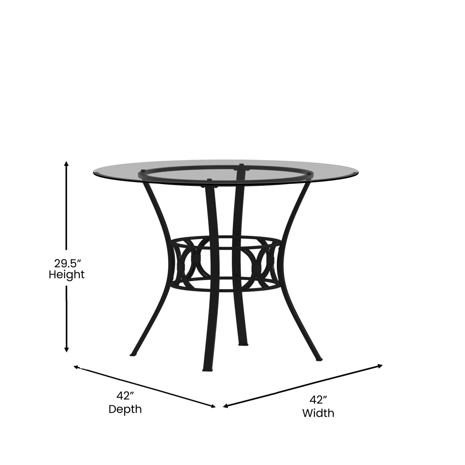 Flash Carlisle 42'' Round Glass Dining Table With Crescent Style Metal Frame - Image 8